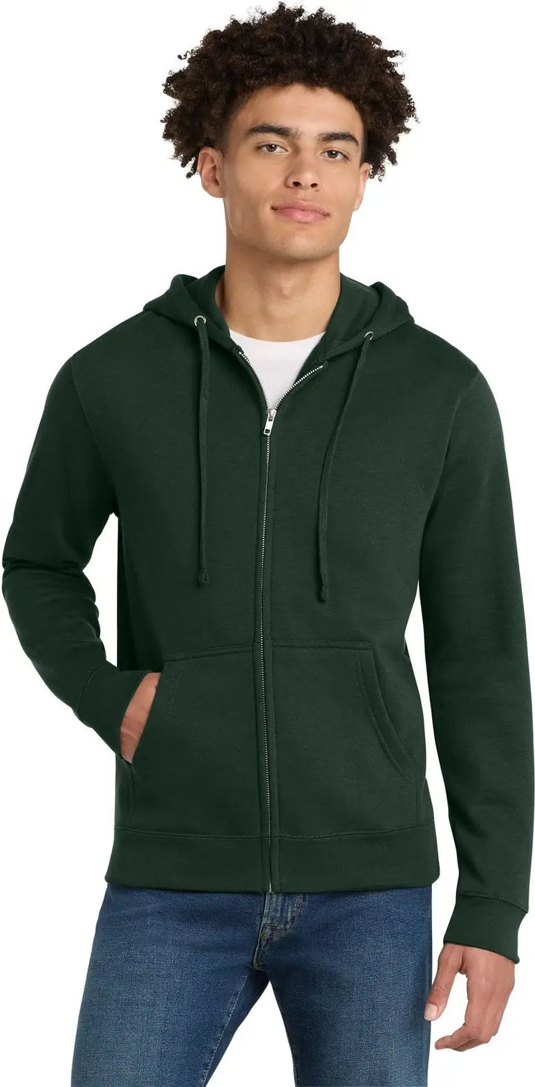 District Dt6102 V.i.t. Fleece Full-zip Hoodie - Forest Green - Adult Xs