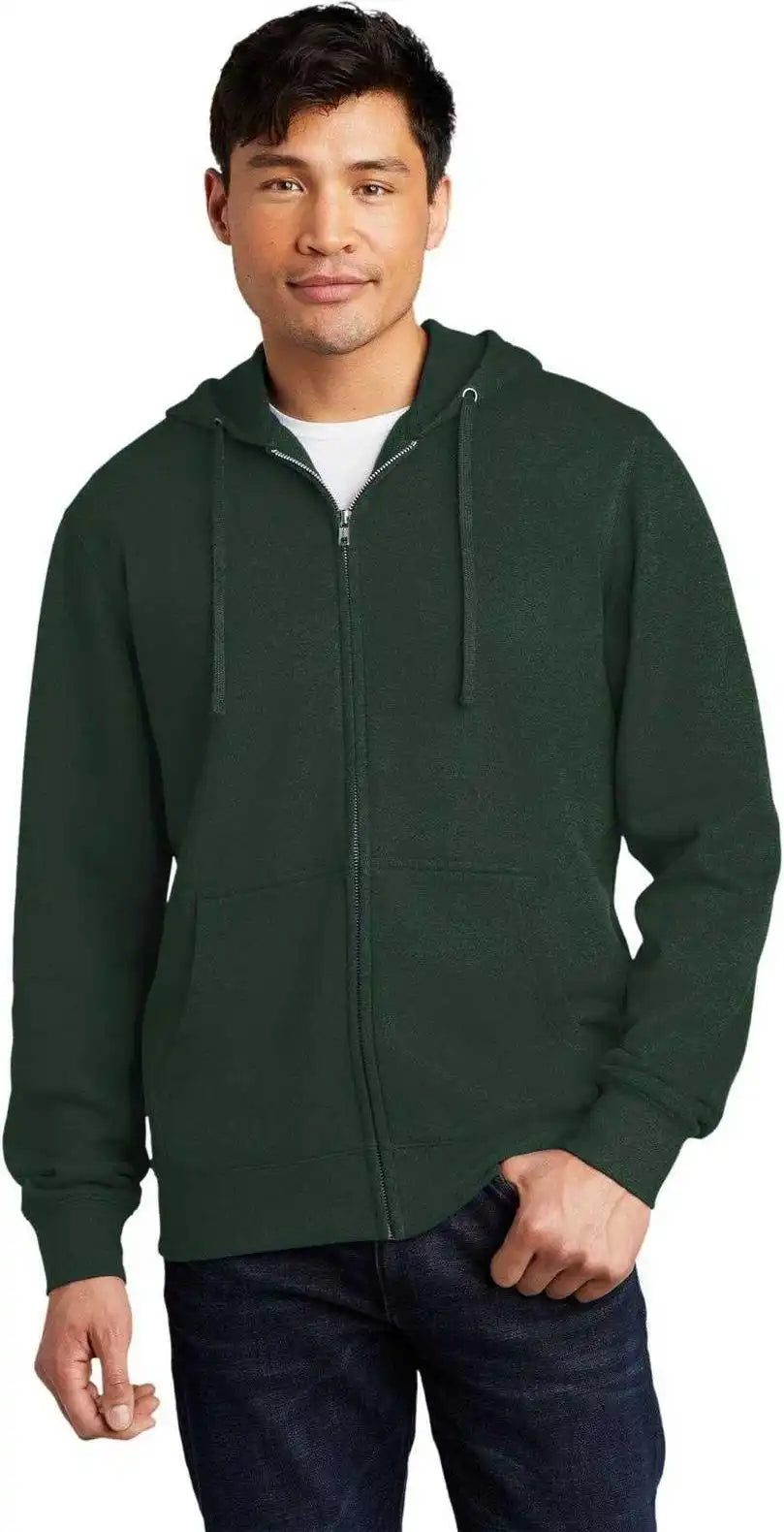 District Dt6102 V.i.t.fleece Full Zip Hoodie Forest Green