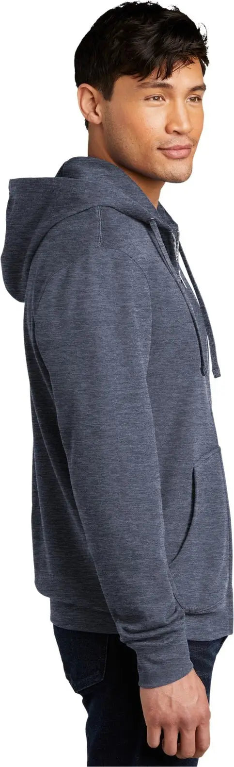District Dt6102 V.i.t. Fleece Full-zip Hoodie - Heathered Navy
