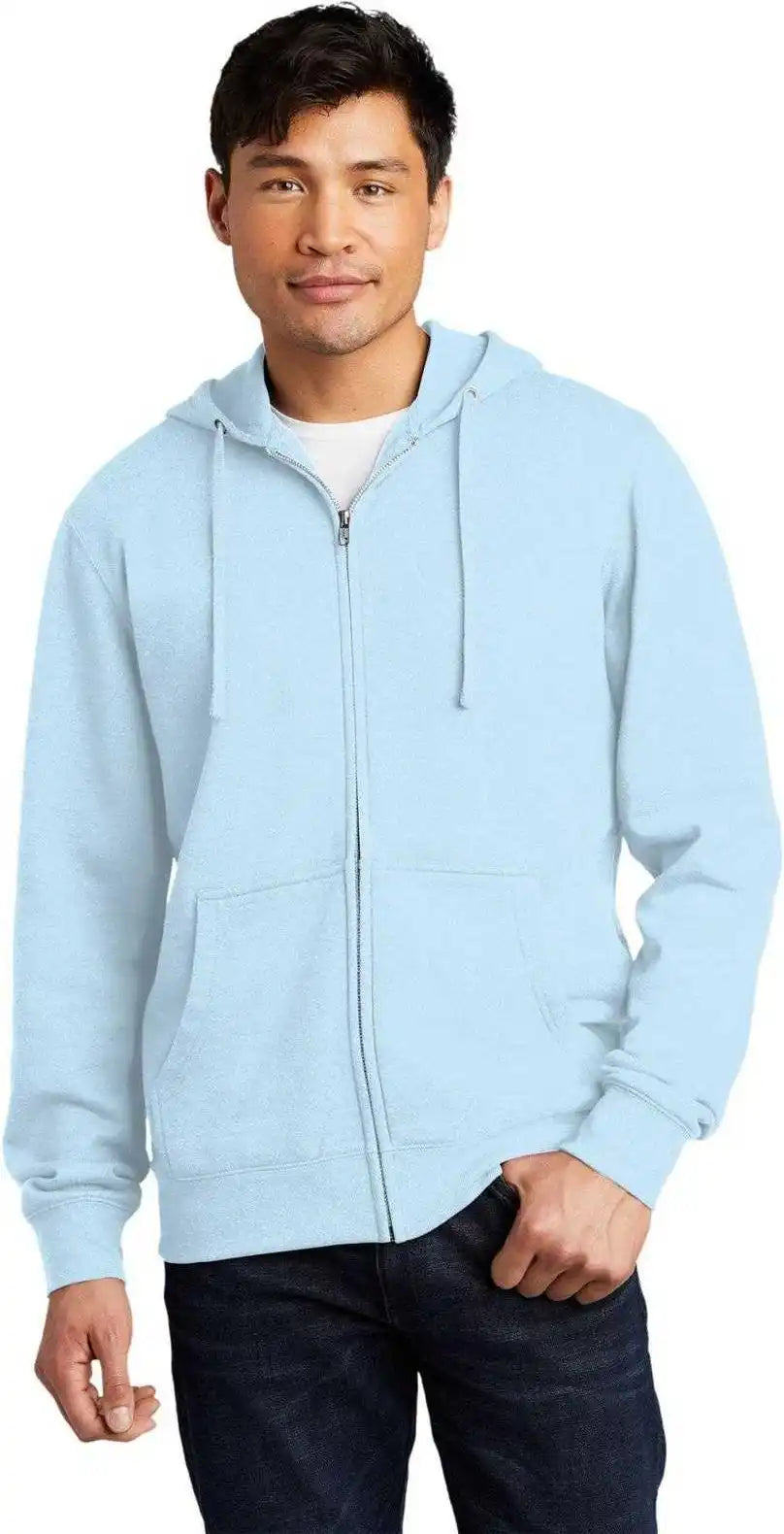 District Dt6102 V.i.t.fleece Full-zip Hoodie - Ice Blue