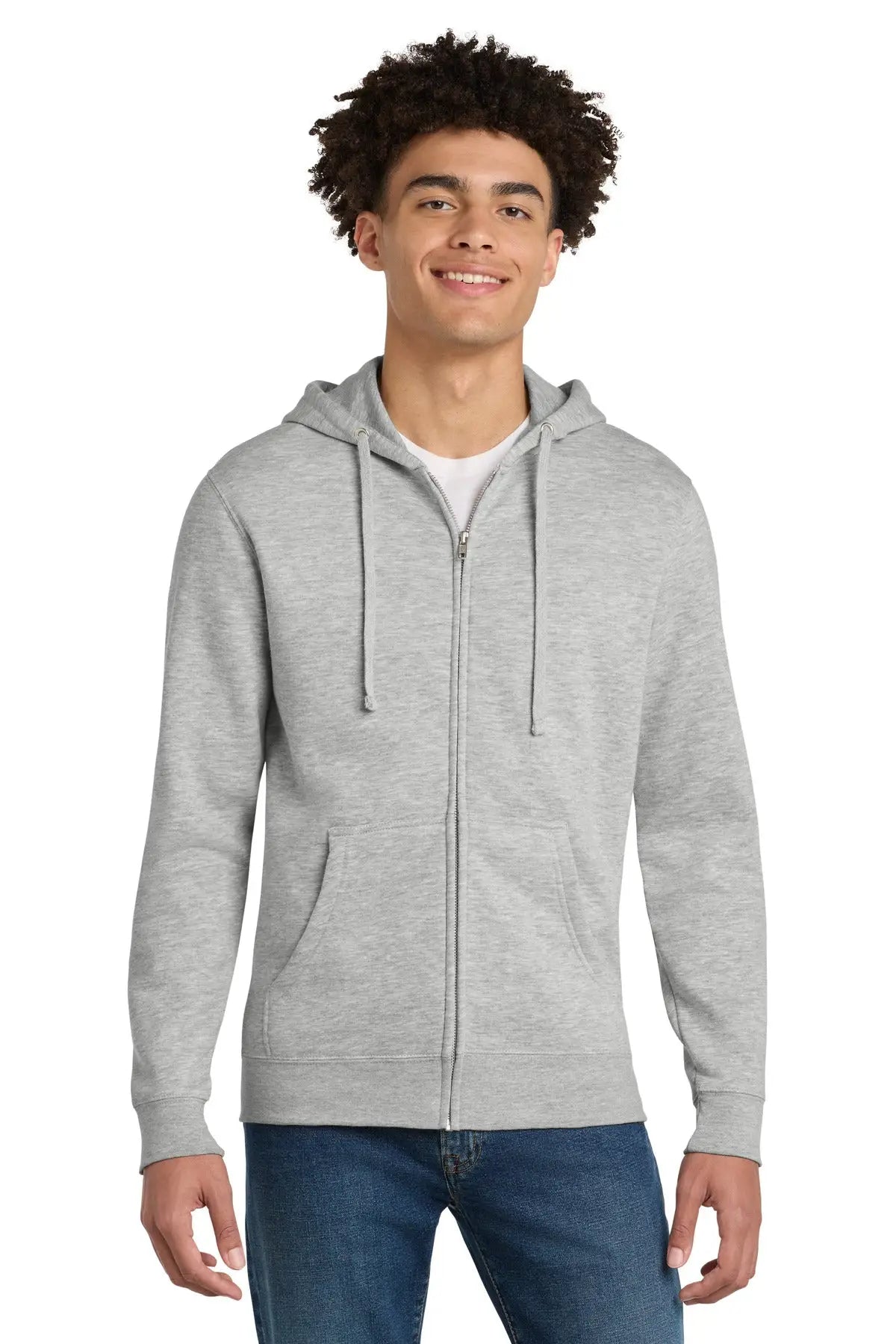 District Dt6102 V.i.t. Fleece Full-zip Hoodie - Light Heather Gray - Adult Xs