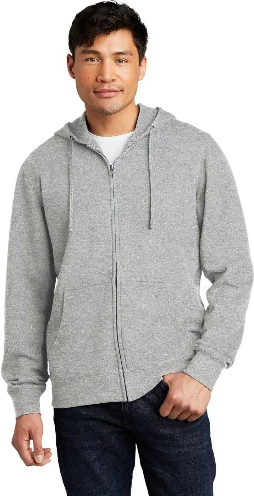 District Dt6102 V.i.t.fleece Full-zip Hoodie - Light Heather Gray