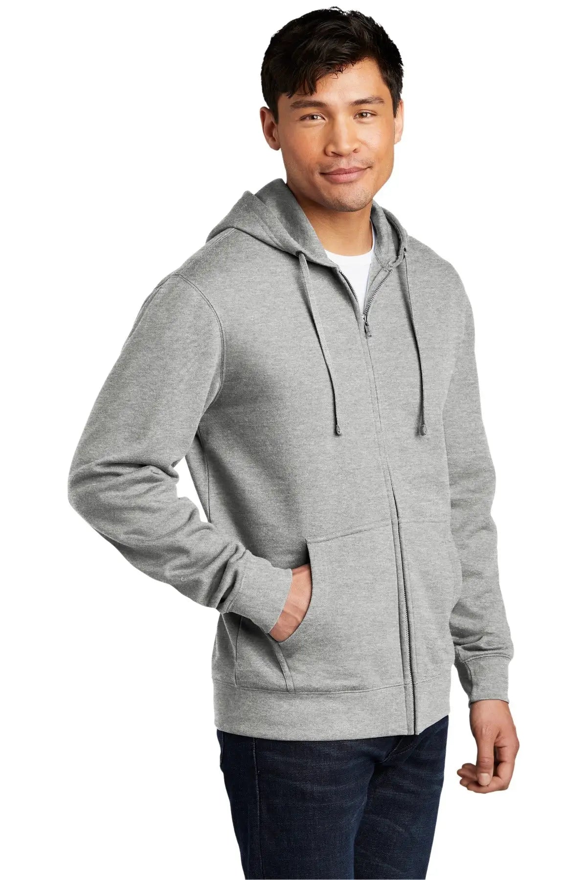 District Dt6102 V.i.t. Fleece Full-zip Hoodie - Light Heather Gray