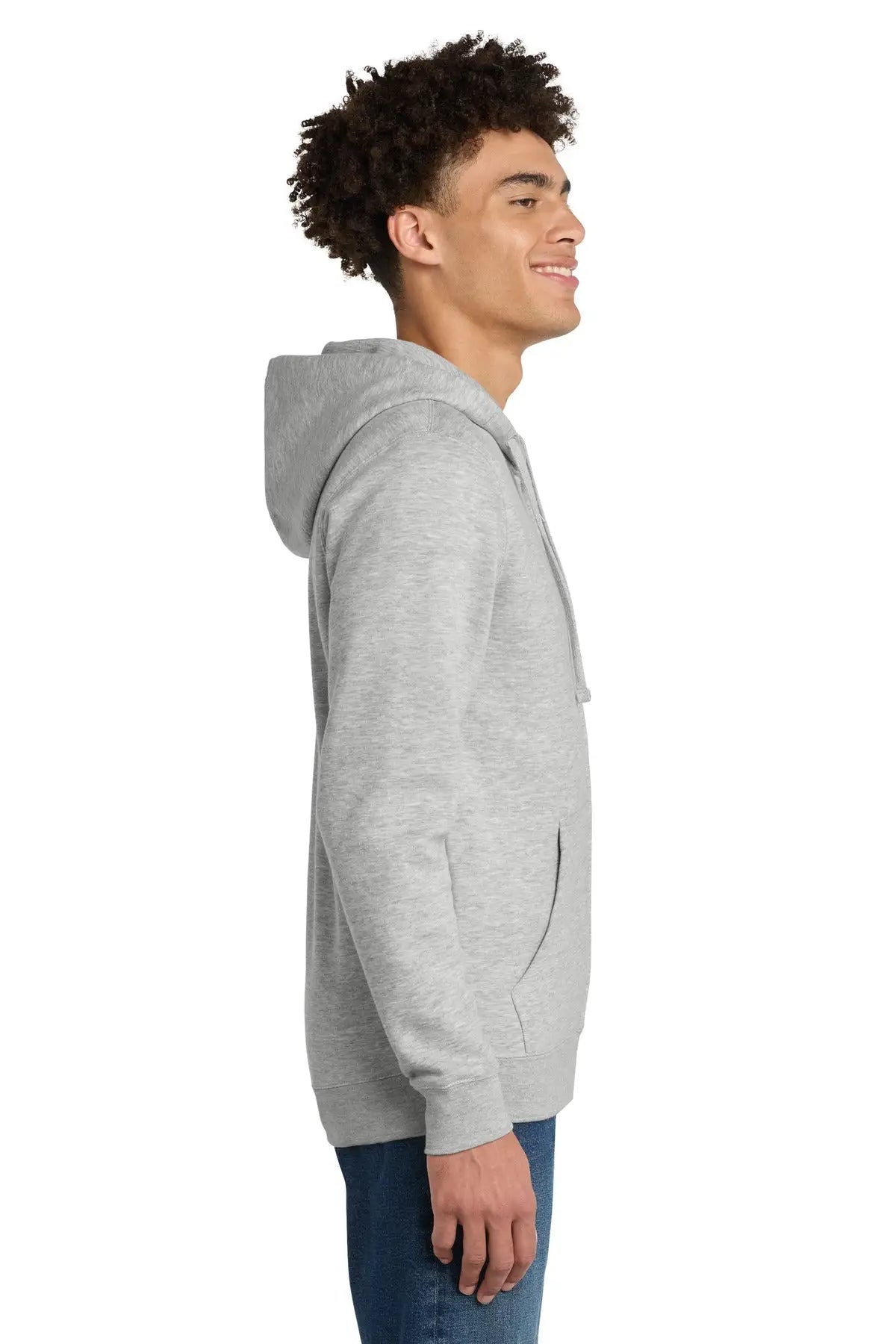 District Dt6102 V.i.t. Fleece Full-zip Hoodie - Light Heather Gray