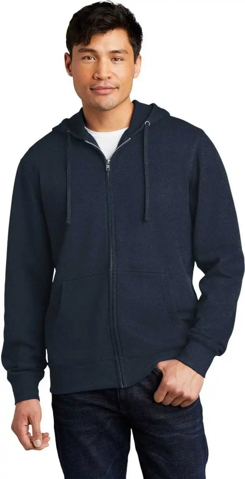 District Dt6102 V.i.t.fleece Full Zip Hoodie New Navy