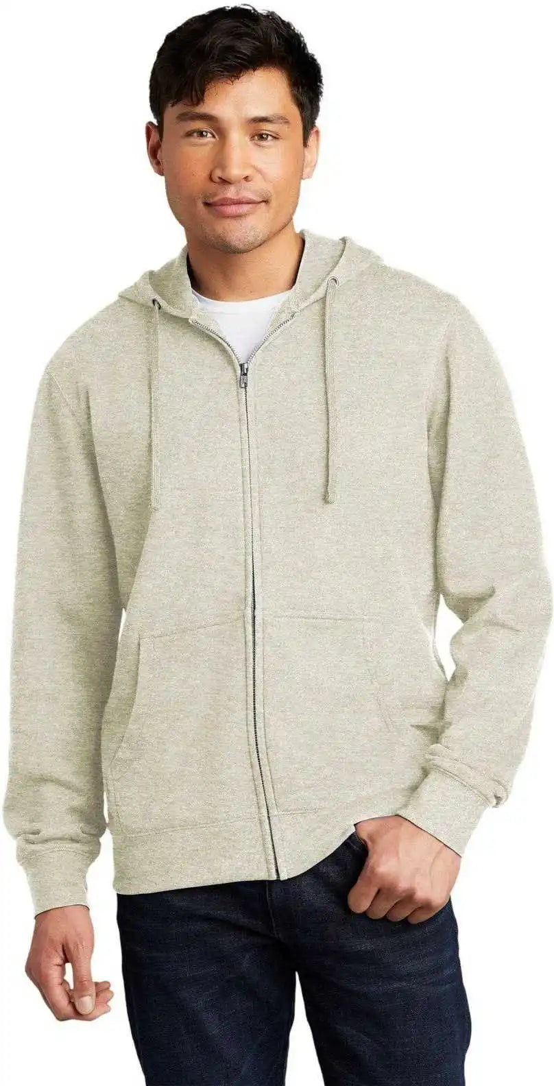 District Dt6102 V.i.t.fleece Full Zip Hoodie Oatmeal Heather