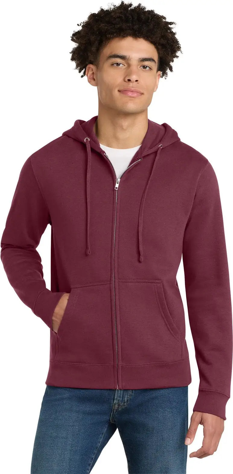 District Dt6102 V.i.t. Fleece Full-zip Hoodie - Plum - Adult Xs