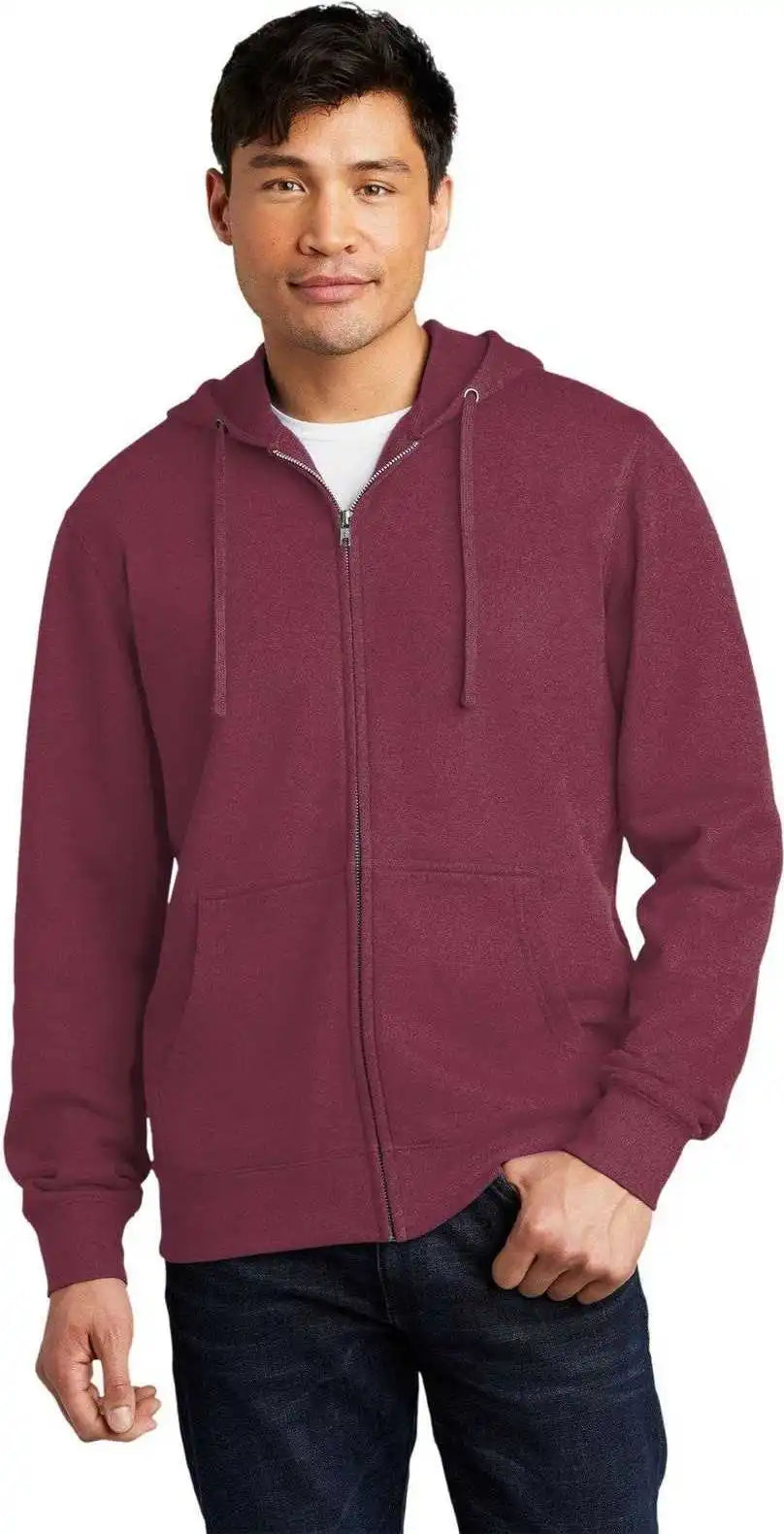 District Dt6102 V.i.t.fleece Full-zip Hoodie - Plum