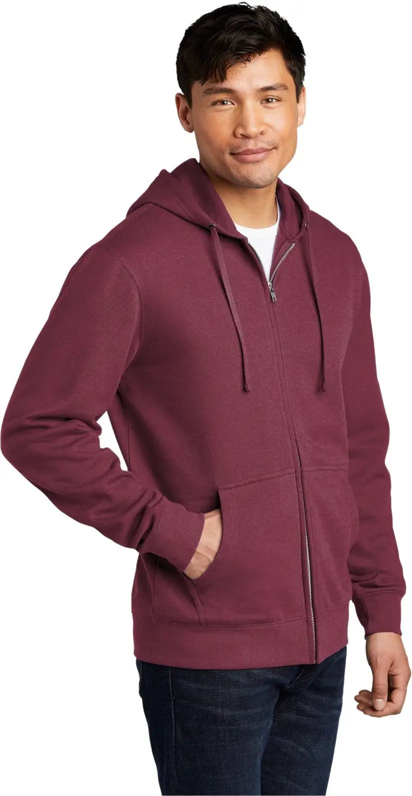 District Dt6102 V.i.t. Fleece Full-zip Hoodie - Plum