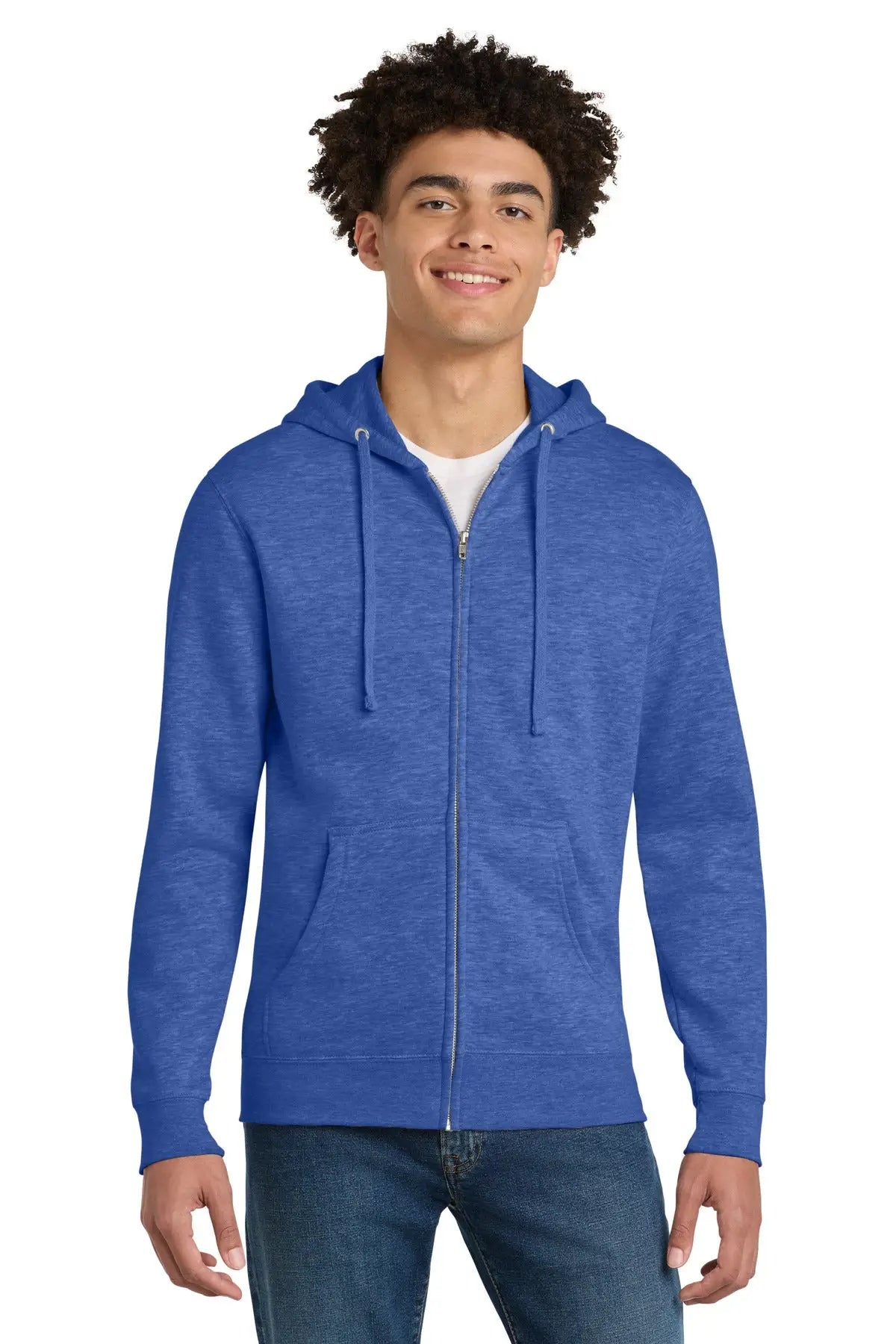 District Dt6102 V.i.t. Fleece Full-zip Hoodie - Royal Frost - Adult Xs