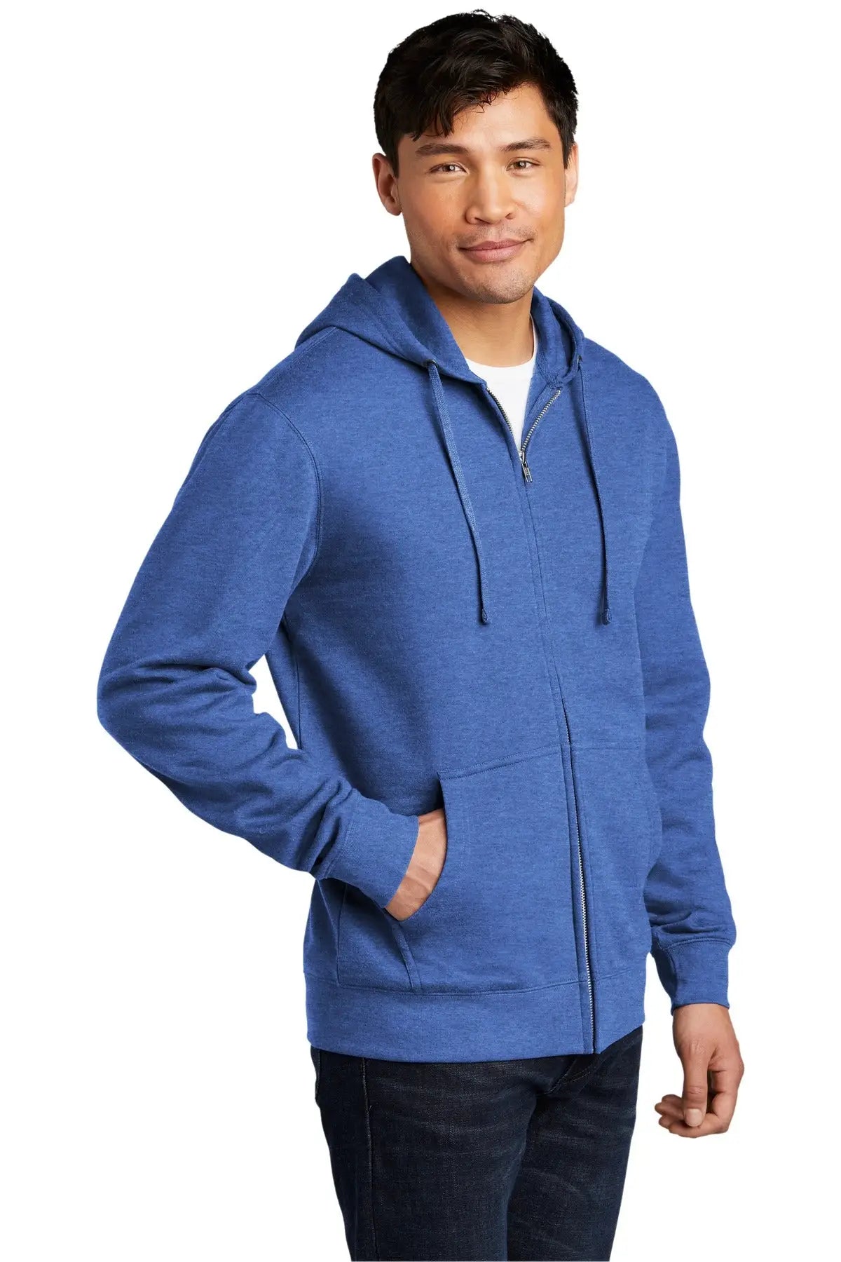 District Dt6102 V.i.t. Fleece Full-zip Hoodie - Royal Frost