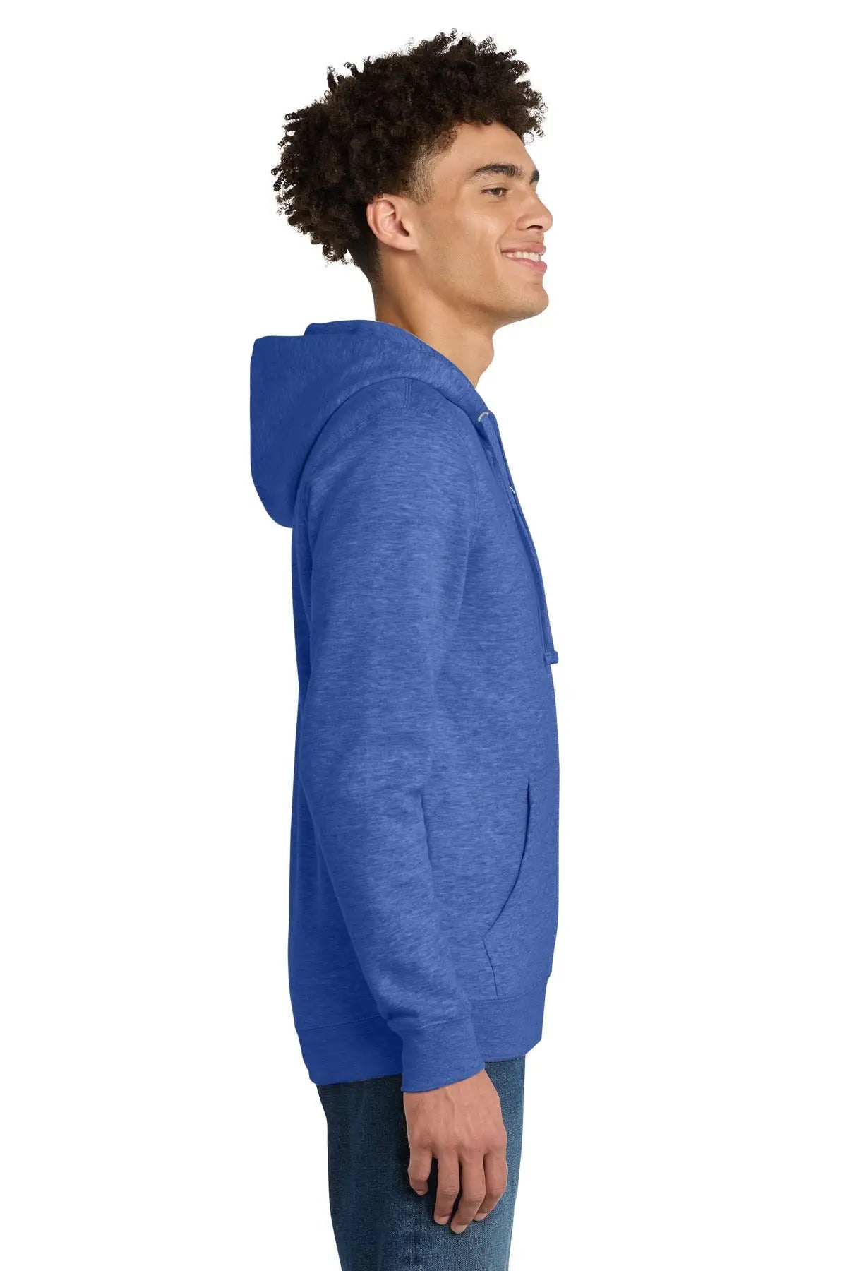 District Dt6102 V.i.t. Fleece Full-zip Hoodie - Royal Frost