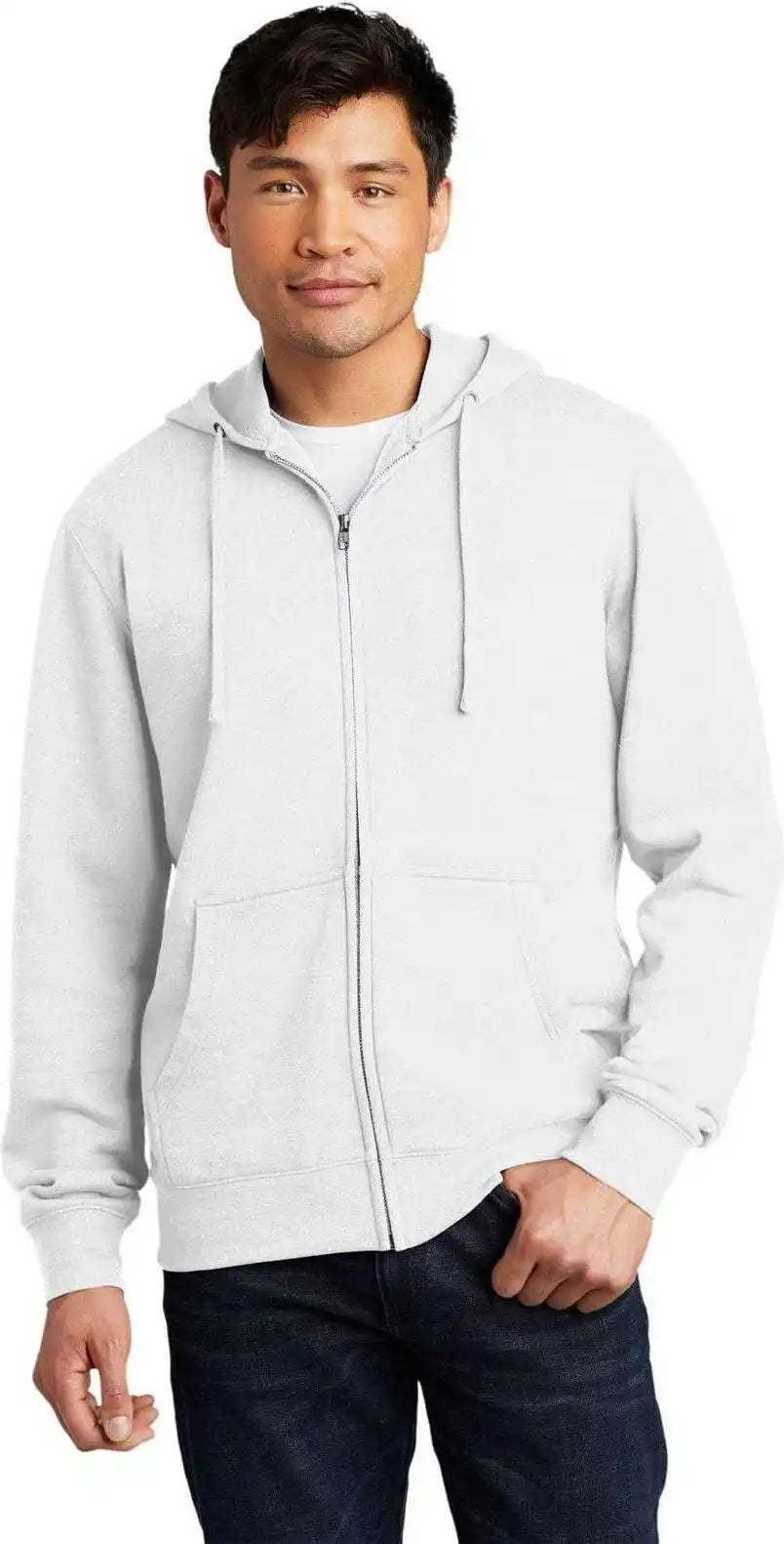 District Dt6102 V.i.t.fleece Full Zip Hoodie White