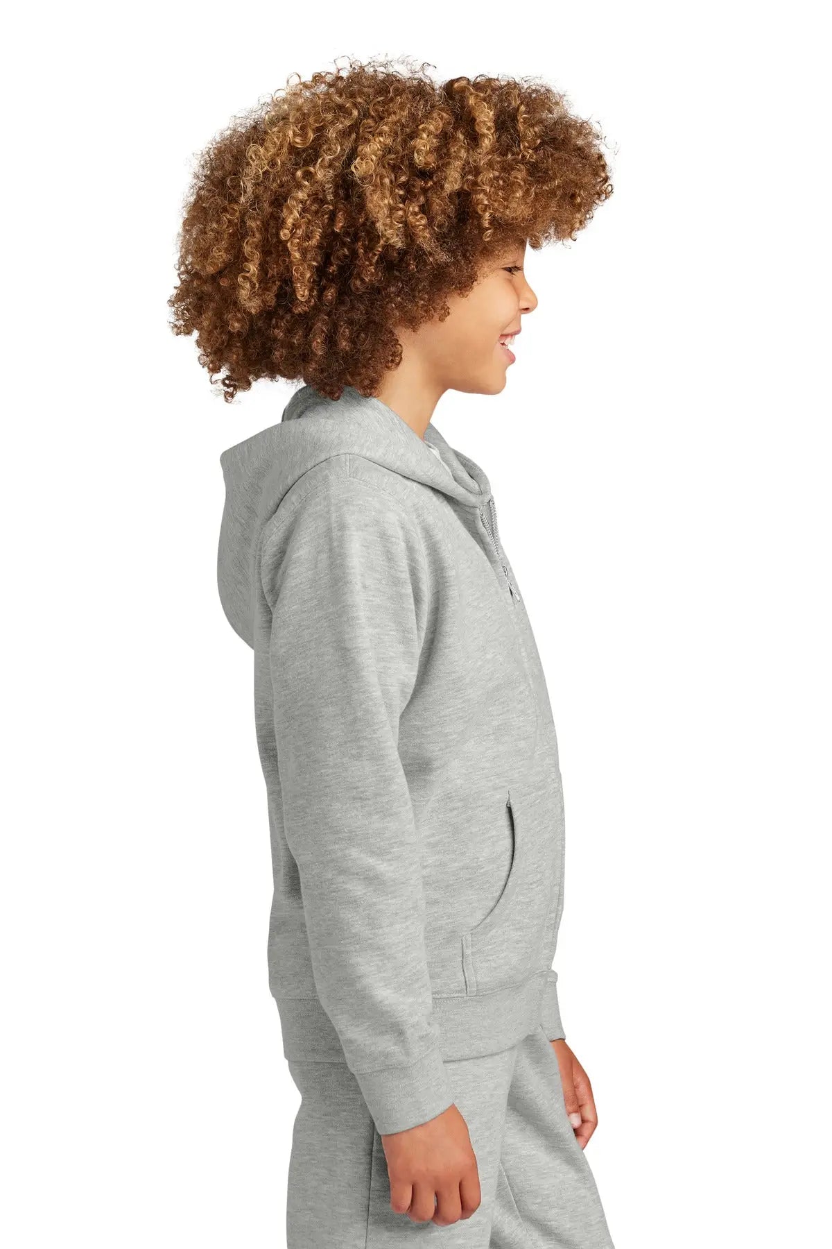 District Dt6102y Youth V.i.t. Fleece Full-zip Hoodie - Light Heather Gray