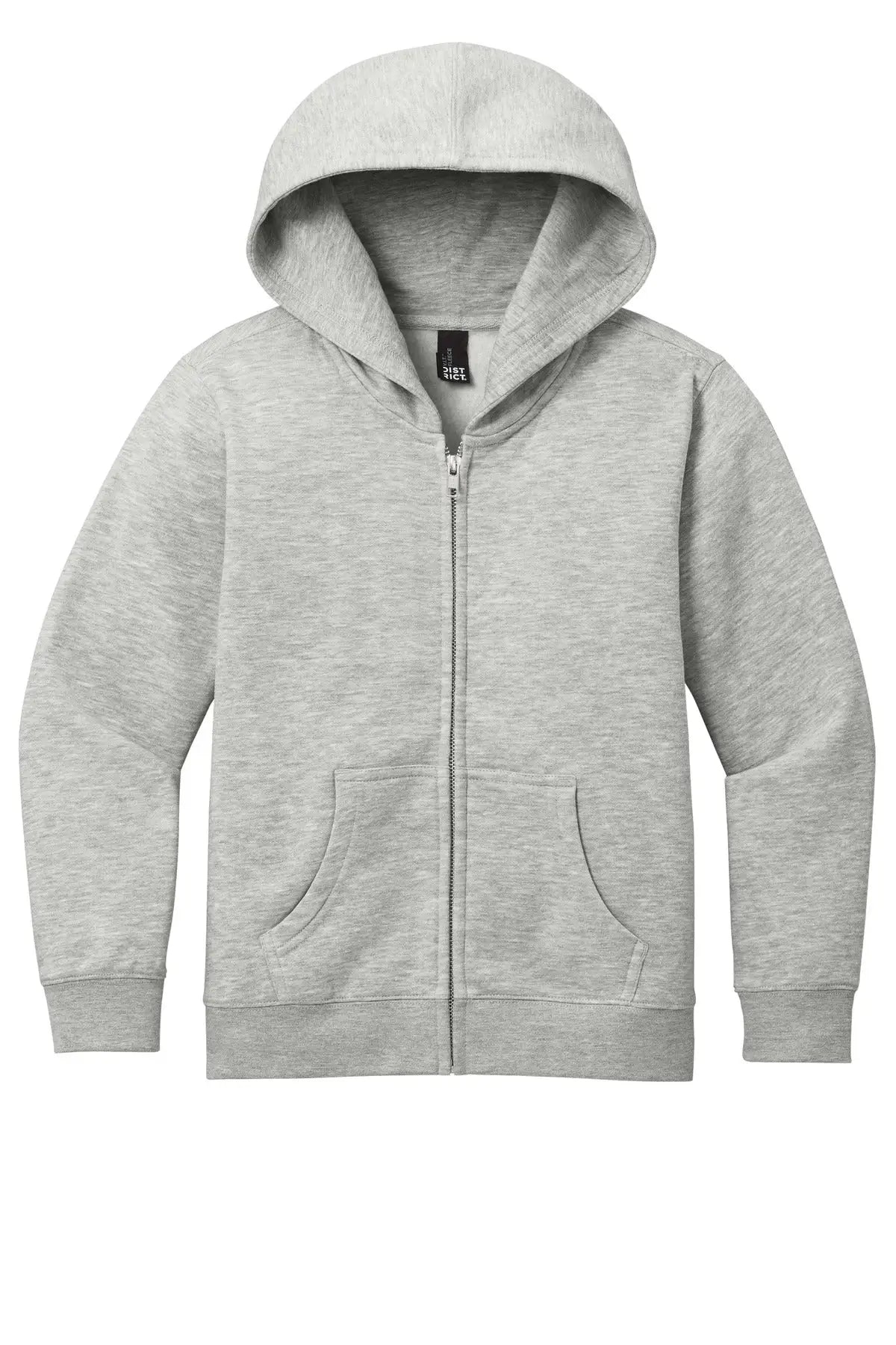 District Dt6102y Youth V.i.t. Fleece Full-zip Hoodie - Light Heather Gray