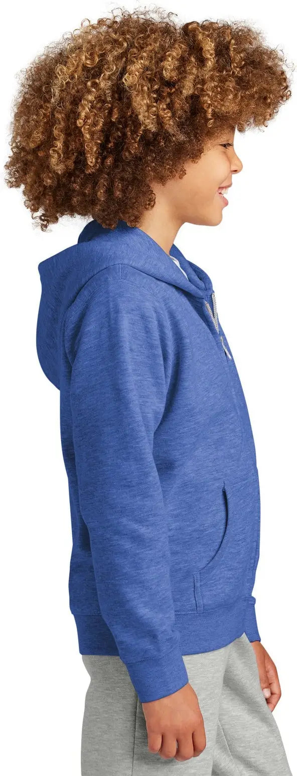 District Dt6102y Youth V.i.t. Fleece Full-zip Hoodie - Royal Frost