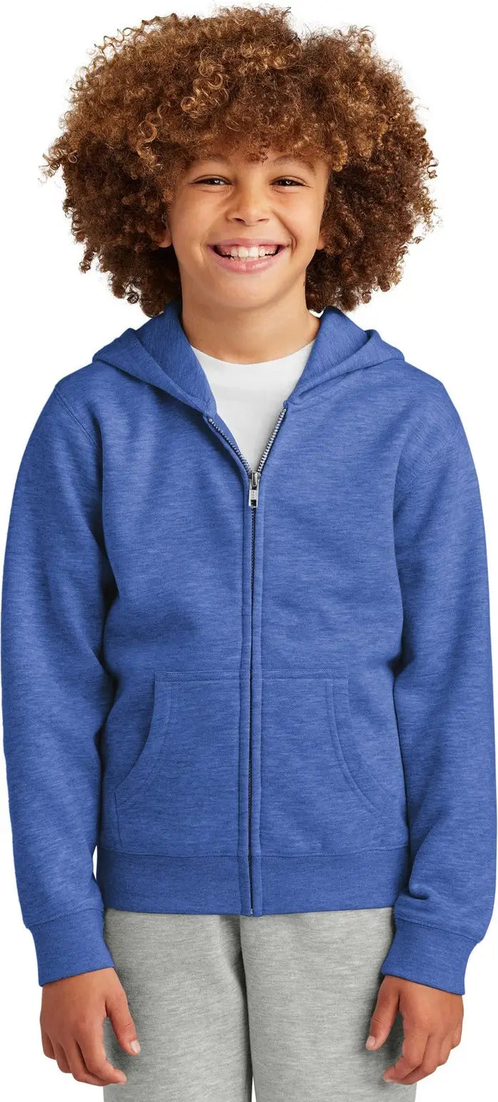 District Dt6102y Youth V.i.t. Fleece Full-zip Hoodie - Royal Frost - Xs