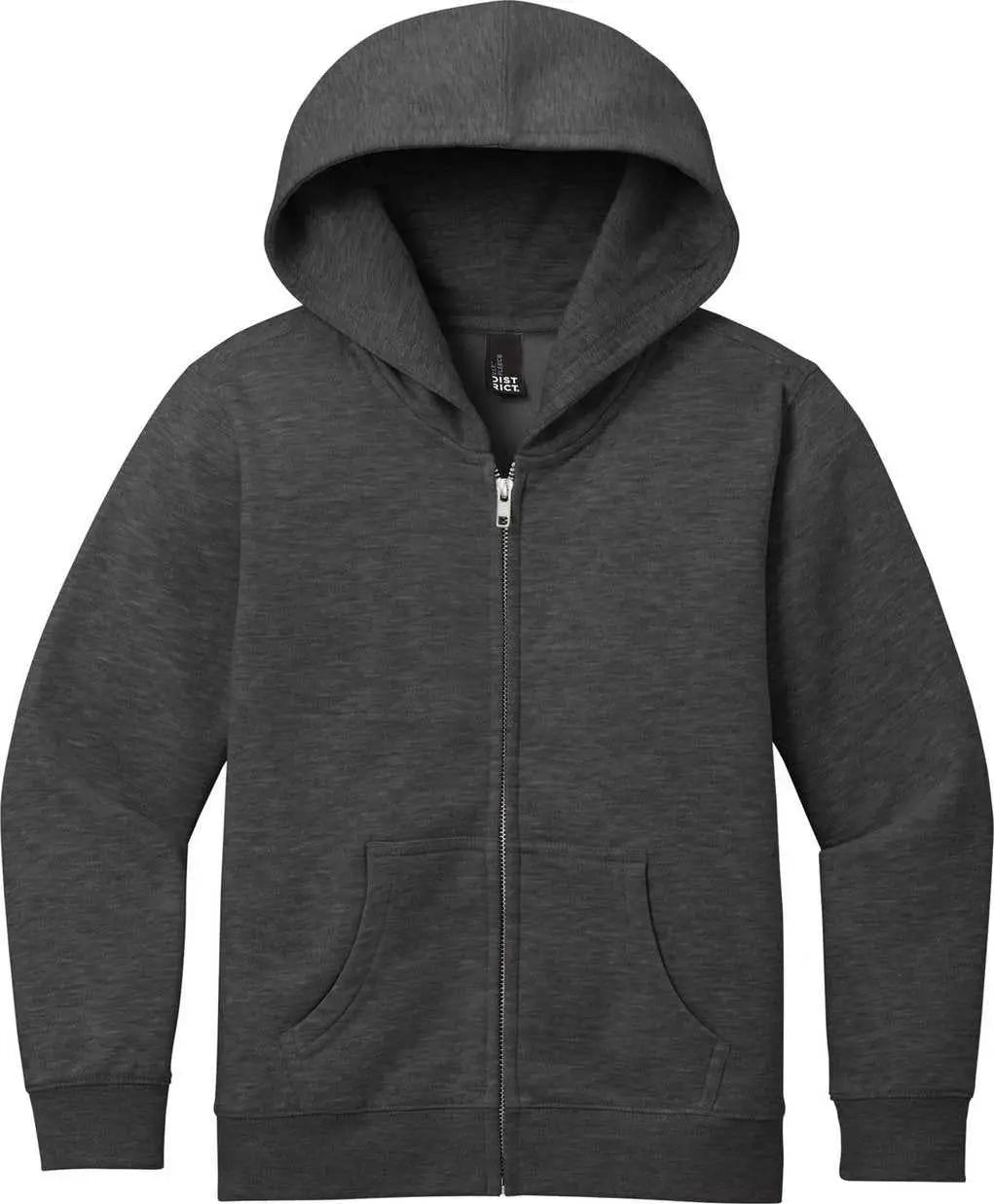 District Dt6102y Youth Vit Fleece Full-zip Hoodie - Heathered Charcoal