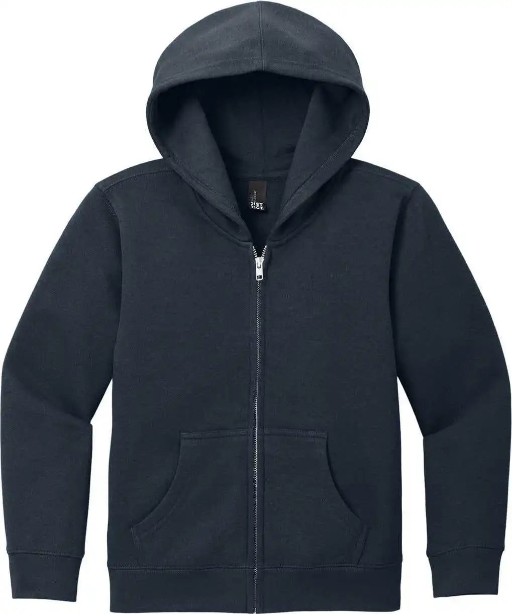 District Dt6102y Youth Vit Fleece Full Zip Hoodie New Navy
