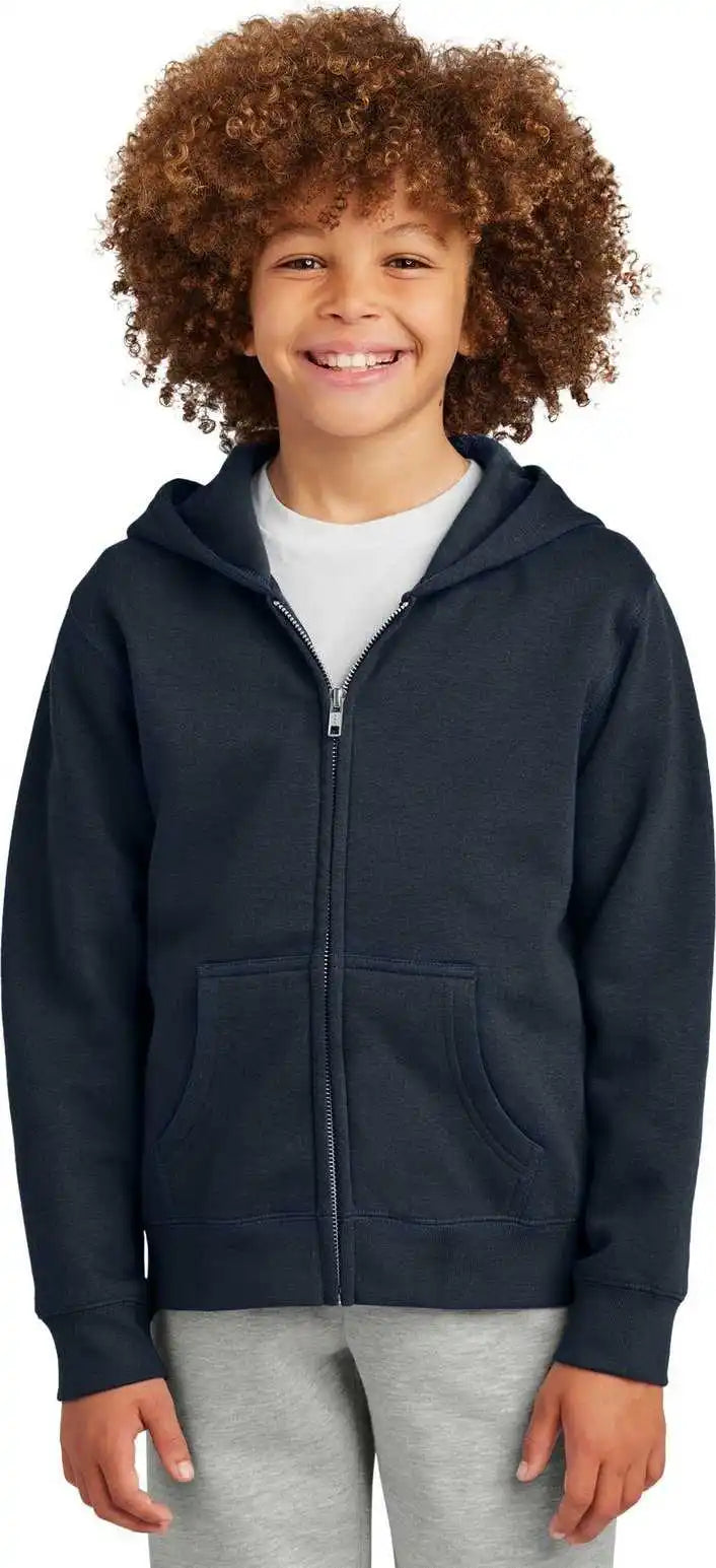 District Dt6102y Youth Vit Fleece Full Zip Hoodie New Navy