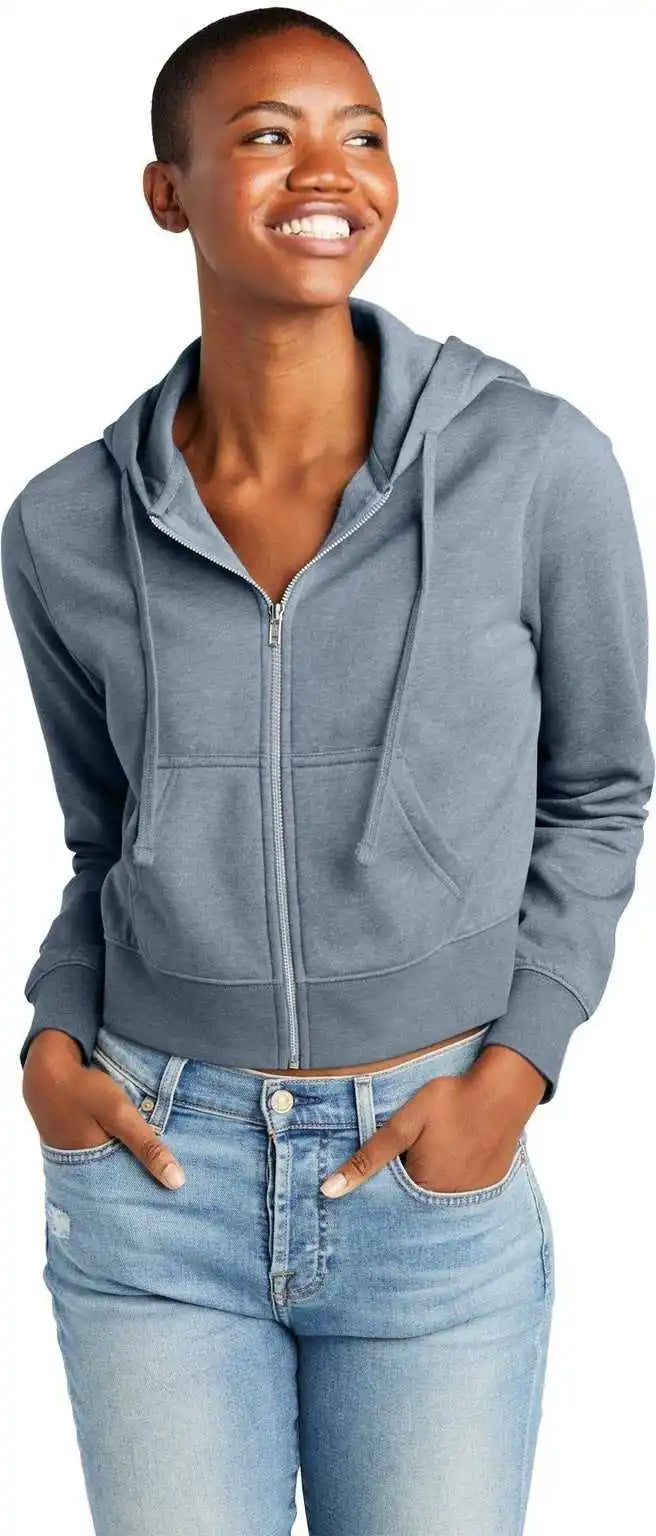 District Dt6103 Women’s Vit Fleece Full-zip Hoodie - Flint Blue Heather