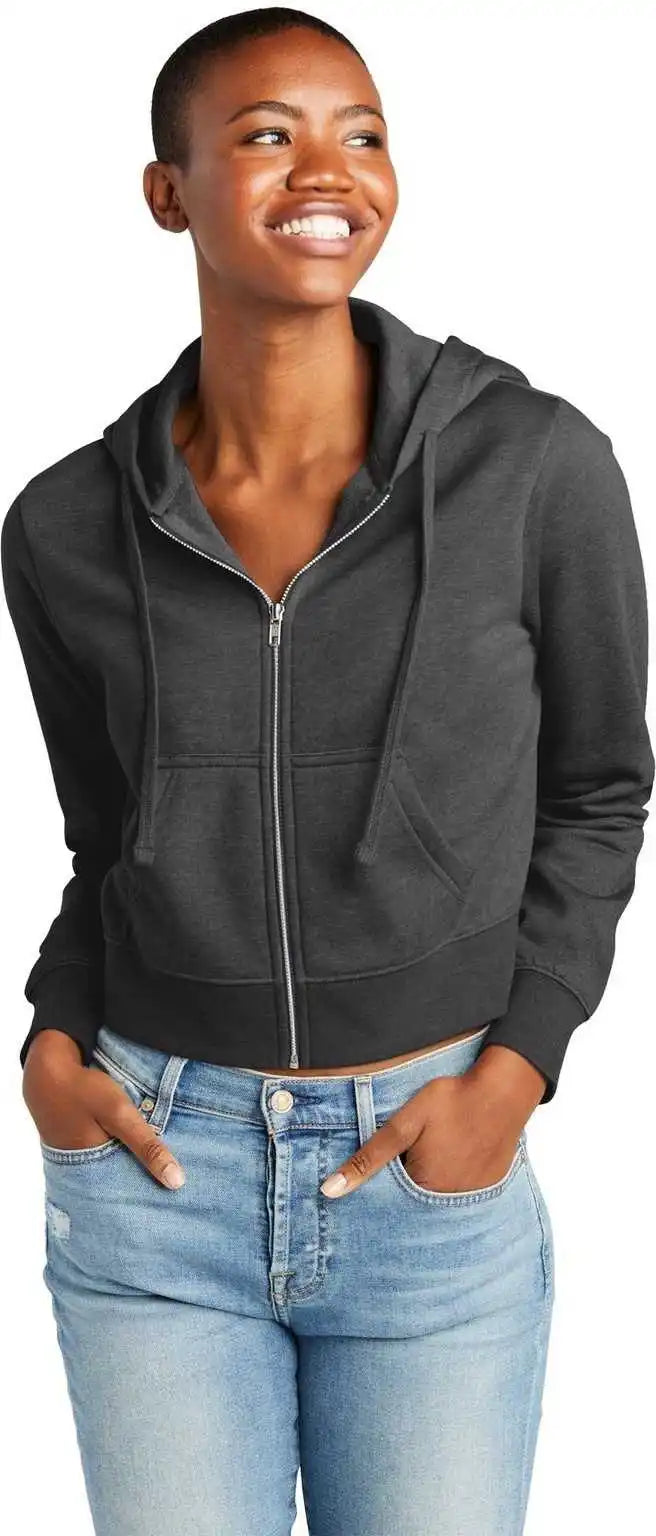 District Dt6103 Women’s Vit Fleece Full-zip Hoodie - Heathered Charcoal - Dark Gray / Ladies Xl