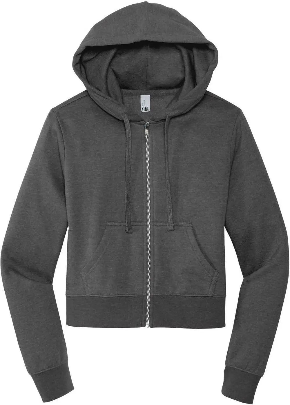 District Dt6103 Women’s Vit Fleece Full-zip Hoodie - Heathered Charcoal - Dark Gray / Ladies Xl