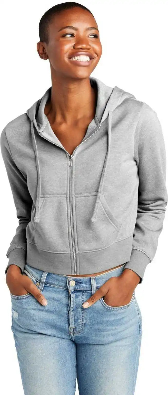 District Dt6103 Women’s Vit Fleece Full-zip Hoodie - Light Heather Grey - Gray / Ladies m