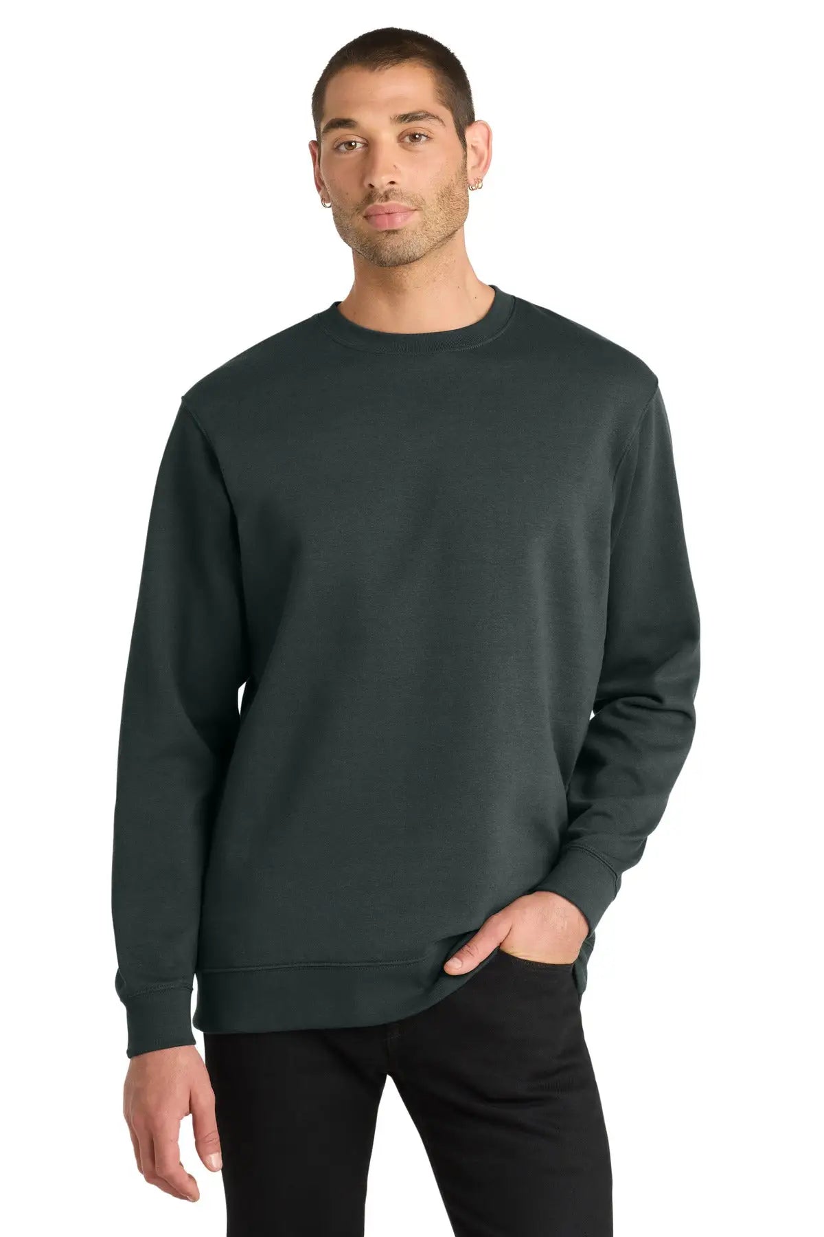 District Dt6104 V.i.t. Fleece Crew - Charcoal - Adult Xs