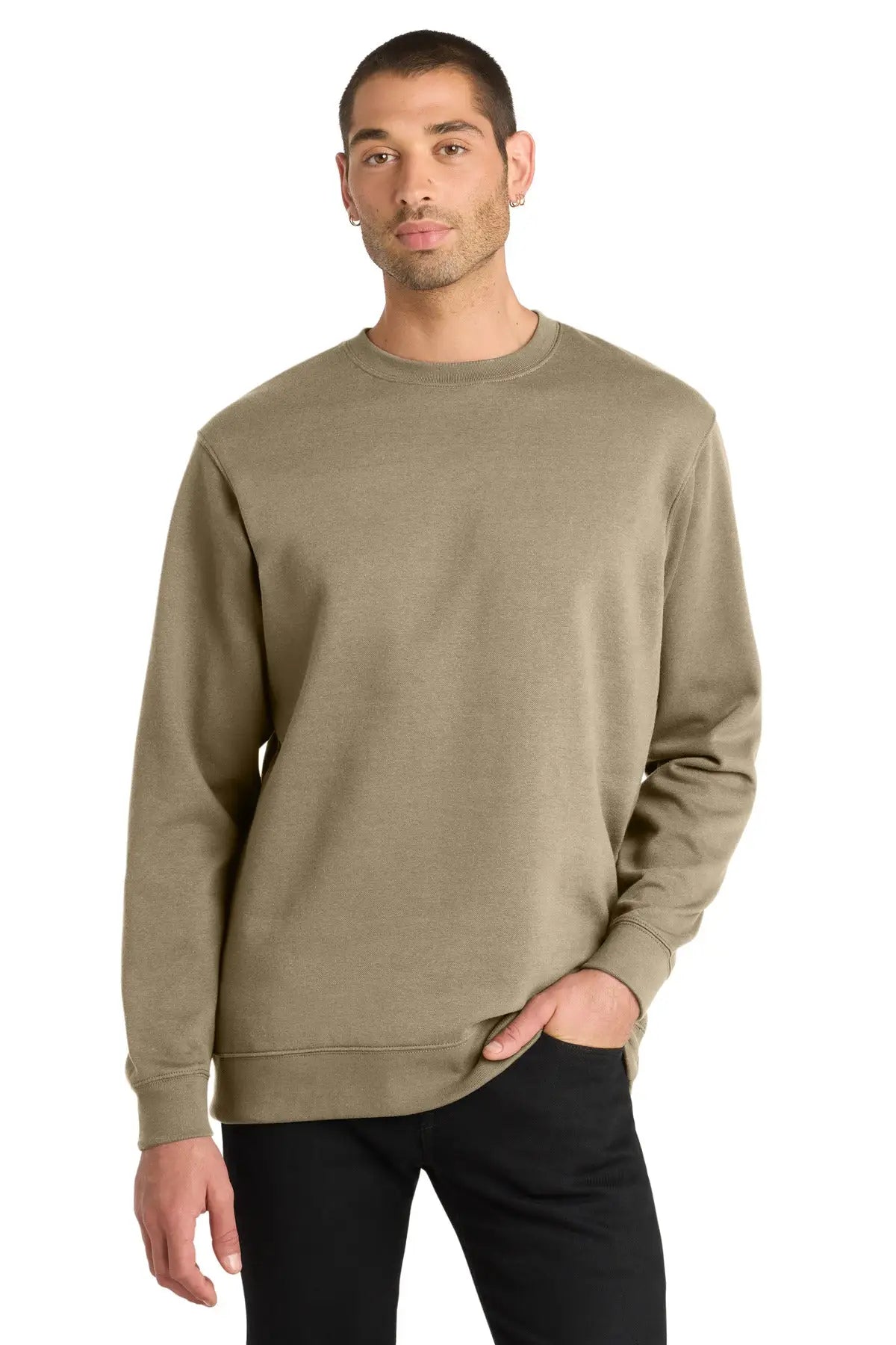 District Dt6104 V.i.t. Fleece Crew - Desert Tan - Adult Xs