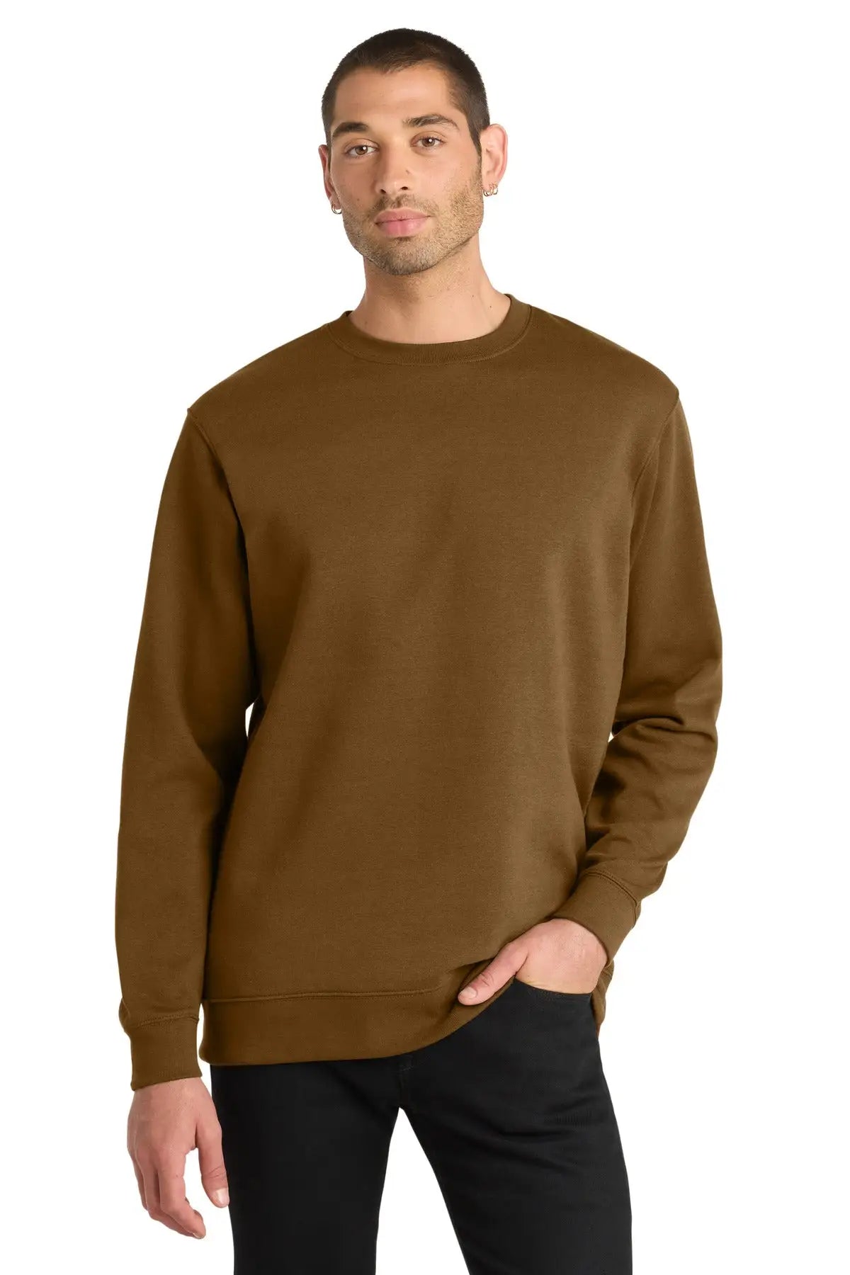District Dt6104 V.i.t. Fleece Crew - Duck Brown - Adult Xs