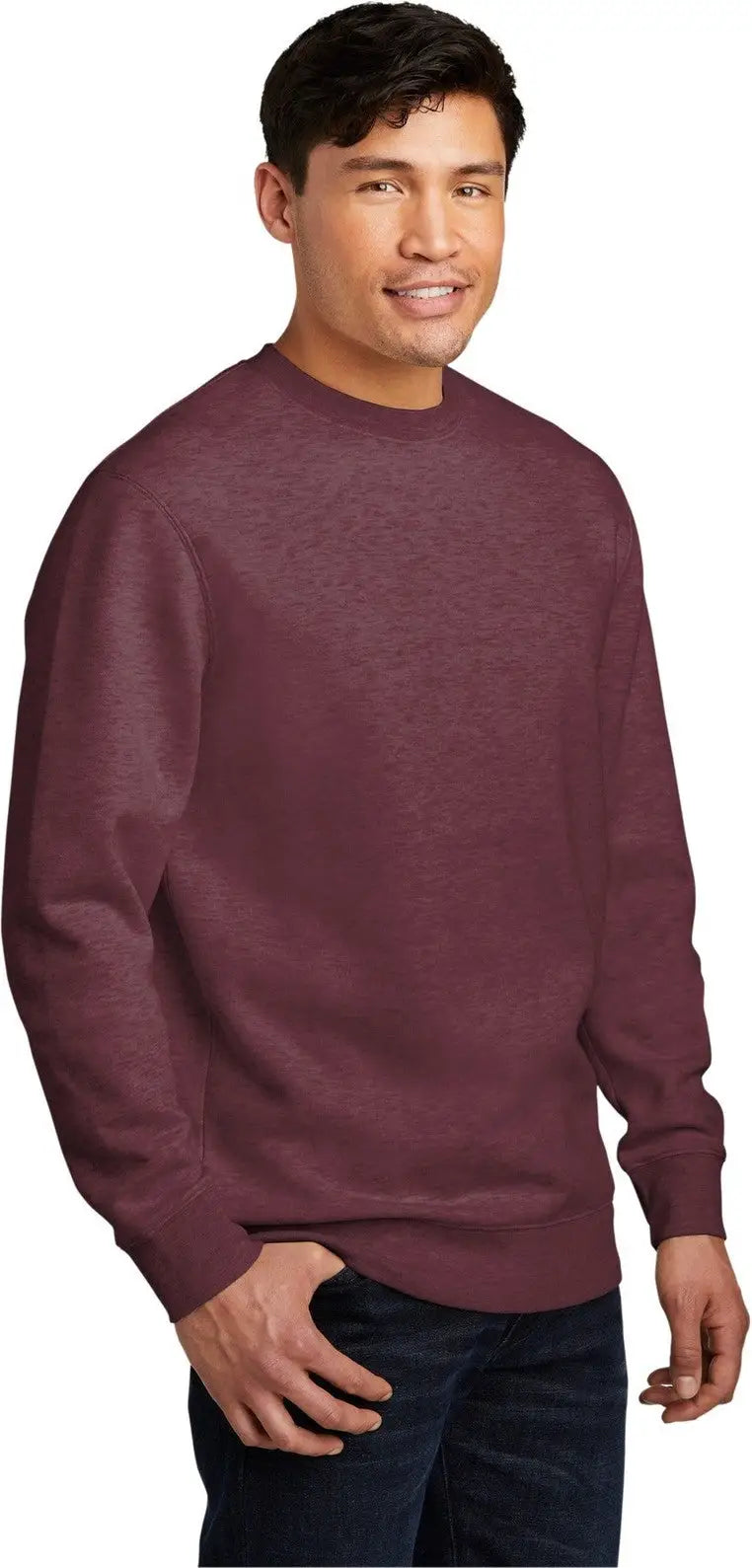 District Dt6104 V.i.t. Fleece Crew - Heathered Cardinal