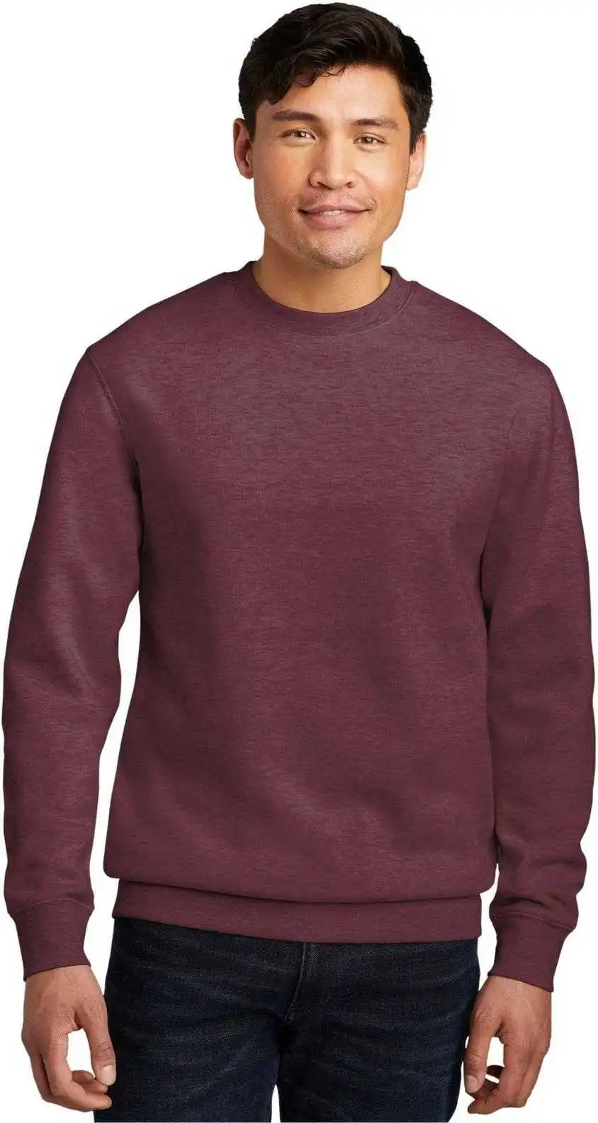 District Dt6104 V.i.t.fleece Crew - Heathered Cardinal