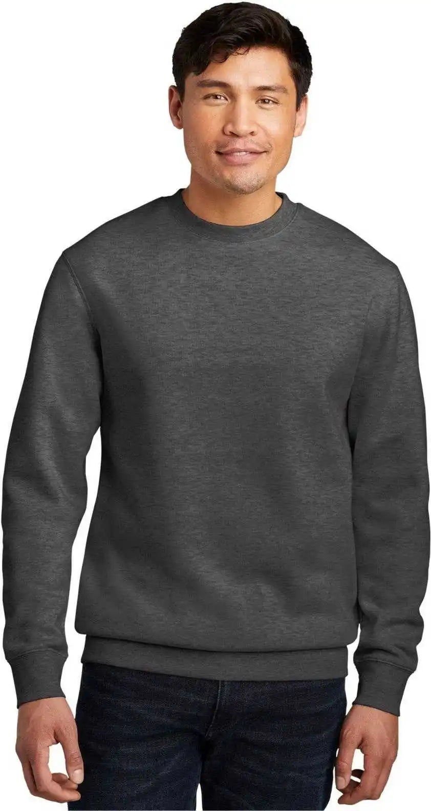 District Dt6104 V.i.t.fleece Crew Heathered Charcoal