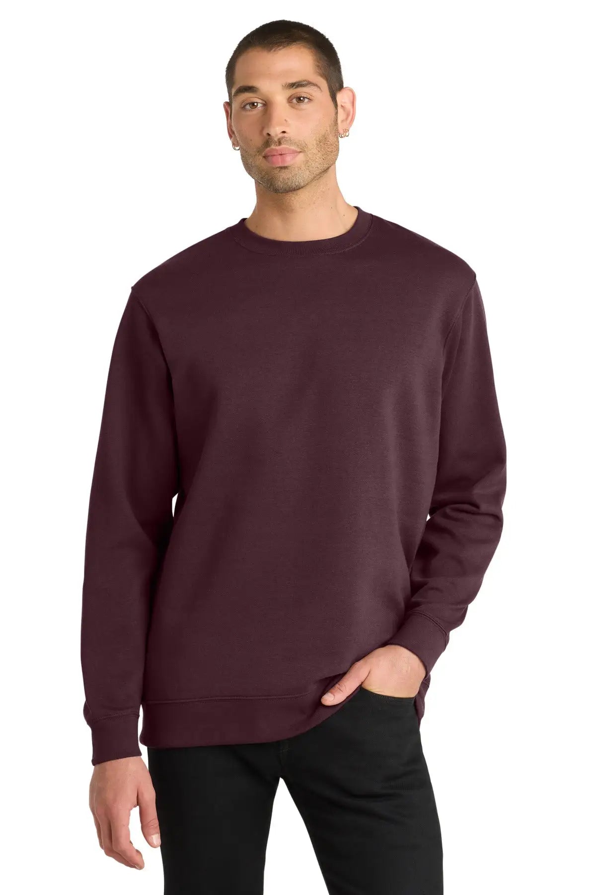 District Dt6104 V.i.t. Fleece Crew - Plum - Adult Xs