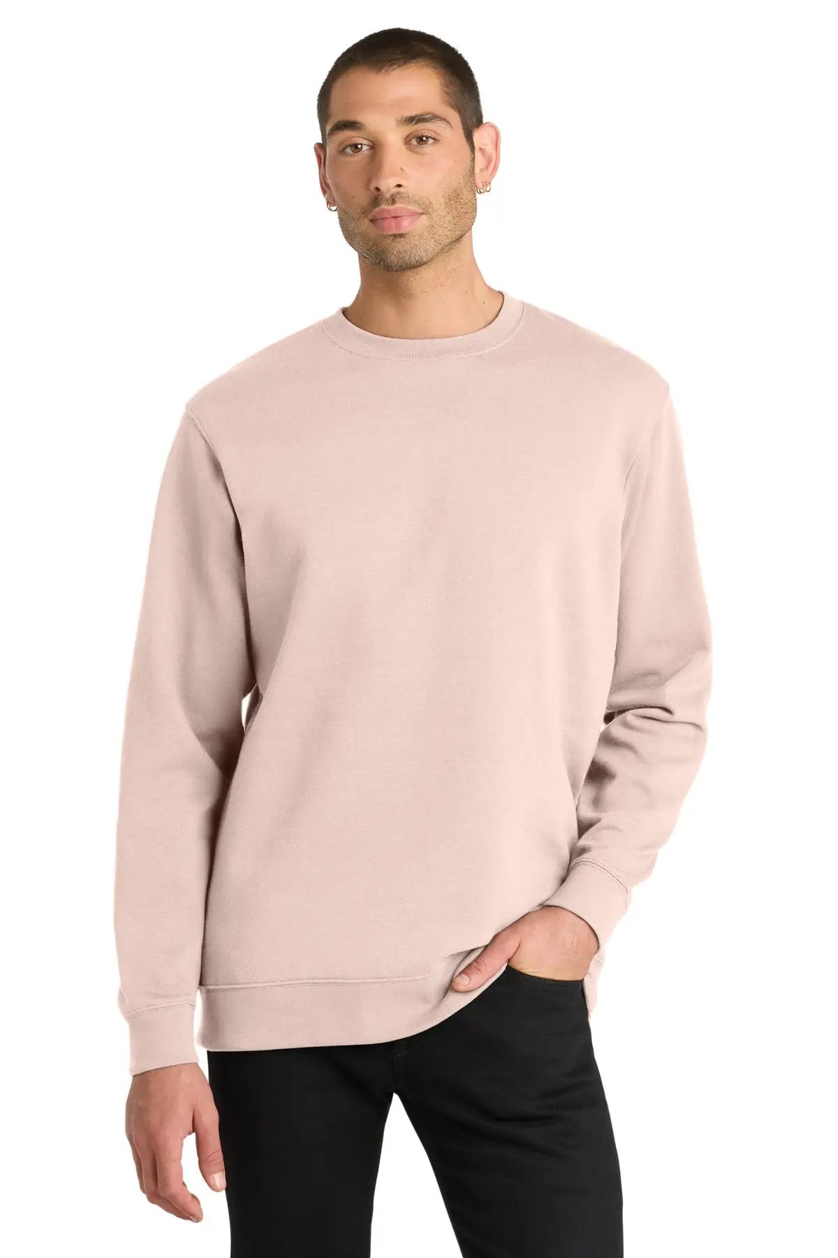 District Dt6104 V.i.t. Fleece Crew - Rosewater Pink - Adult Xs