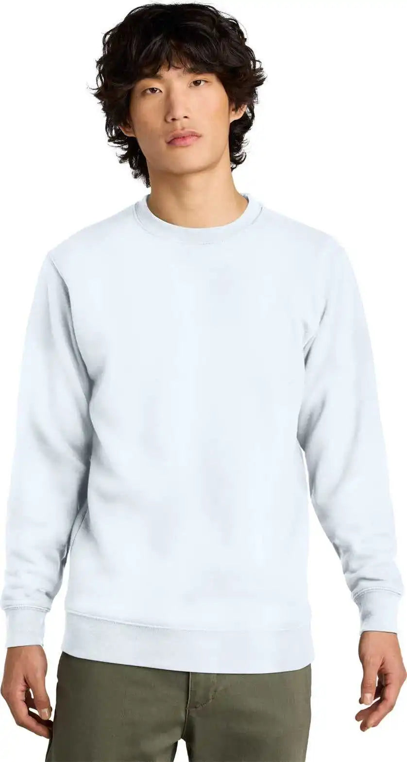 District Dt6104 Vit Fleece Crew White