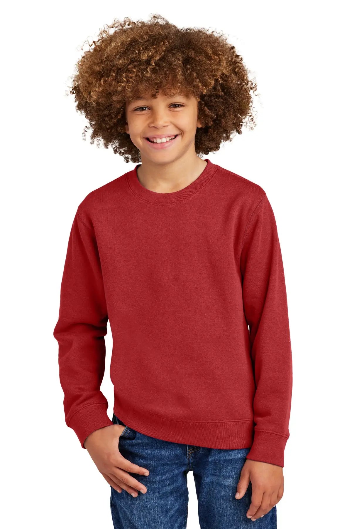 District Dt6104y Youth V.i.t. Fleece Crew - Classic Red - Xs