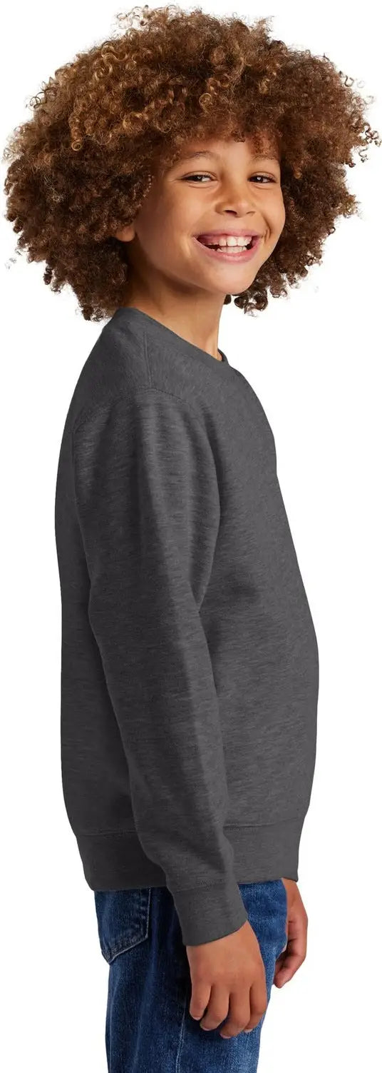District Dt6104y Youth V.i.t. Fleece Crew - Heathered Charcoal