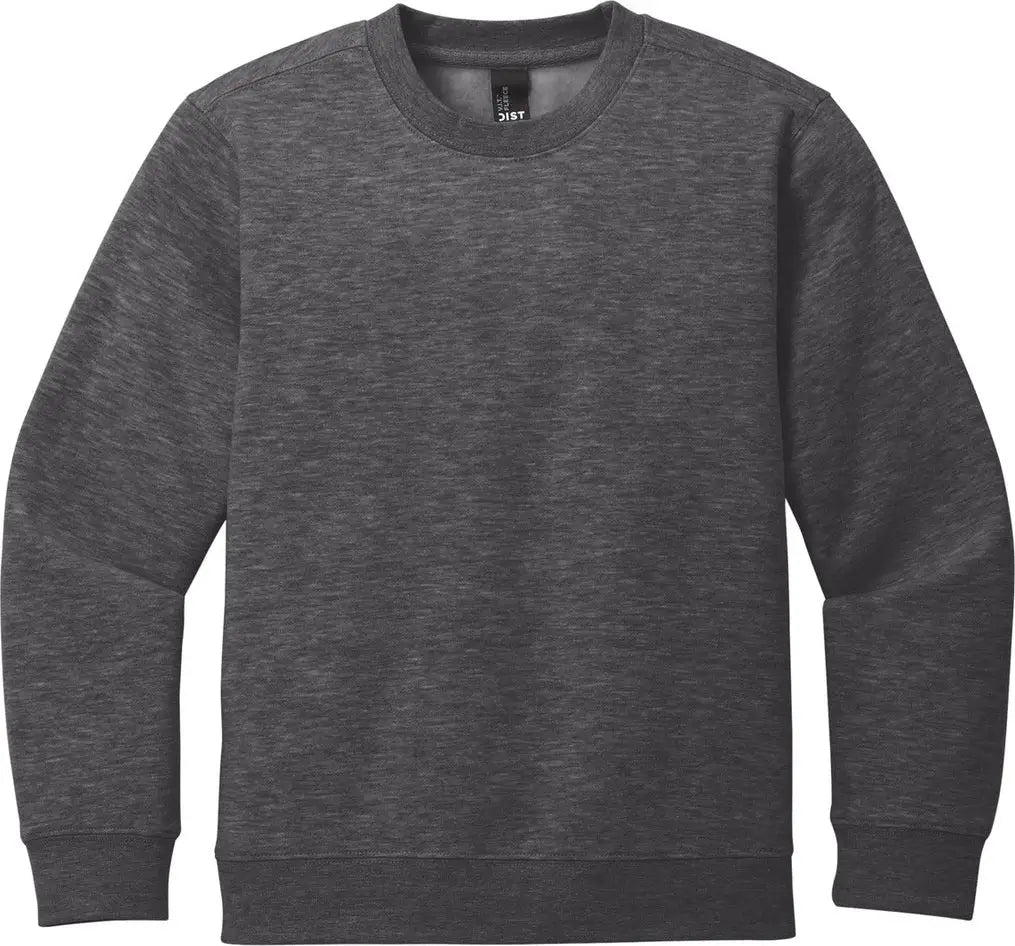 District Dt6104y Youth V.i.t. Fleece Crew - Heathered Charcoal
