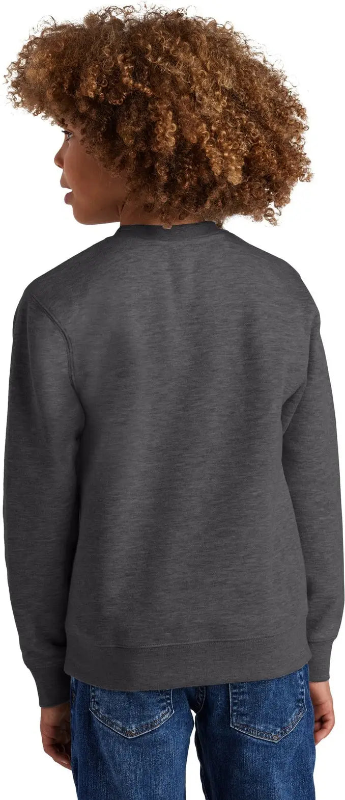 District Dt6104y Youth V.i.t. Fleece Crew - Heathered Charcoal
