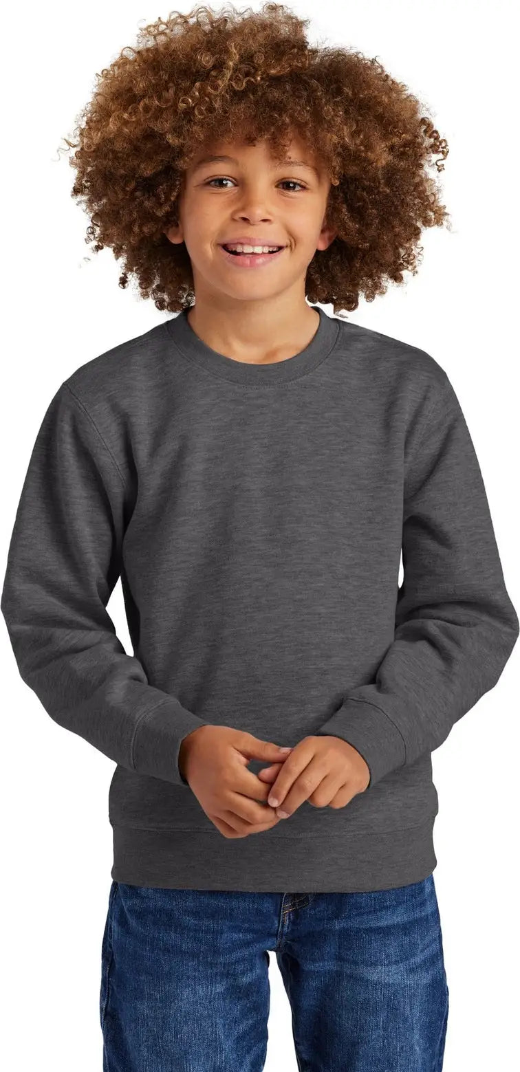 District Dt6104y Youth V.i.t. Fleece Crew - Heathered Charcoal - Xs