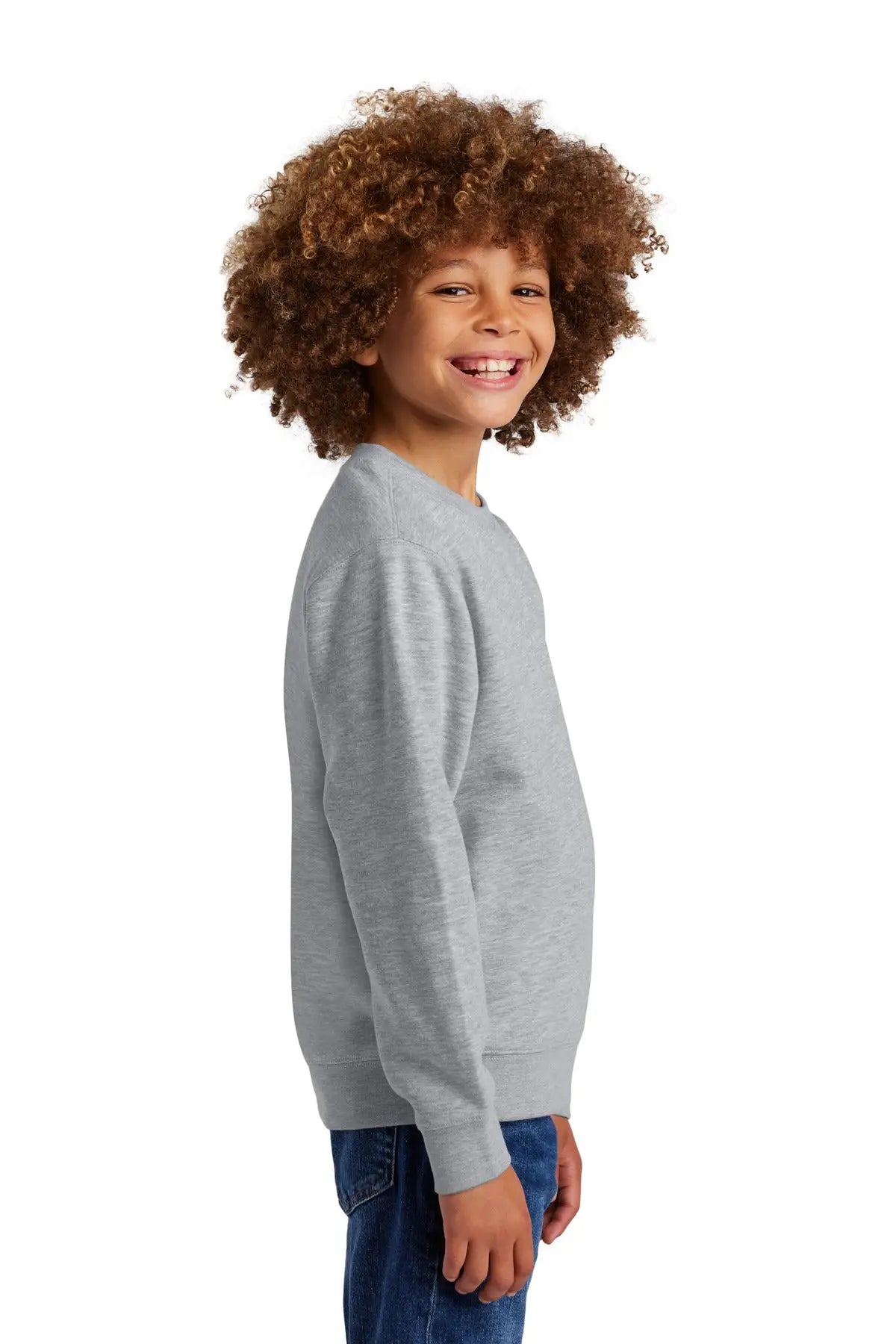 District Dt6104y Youth V.i.t. Fleece Crew - Light Heather Gray