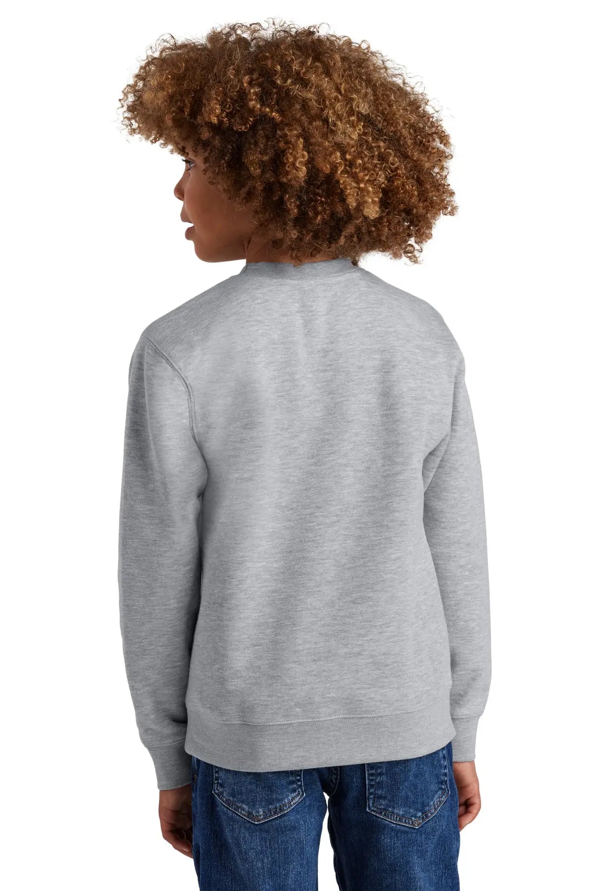 District Dt6104y Youth V.i.t. Fleece Crew - Light Heather Gray