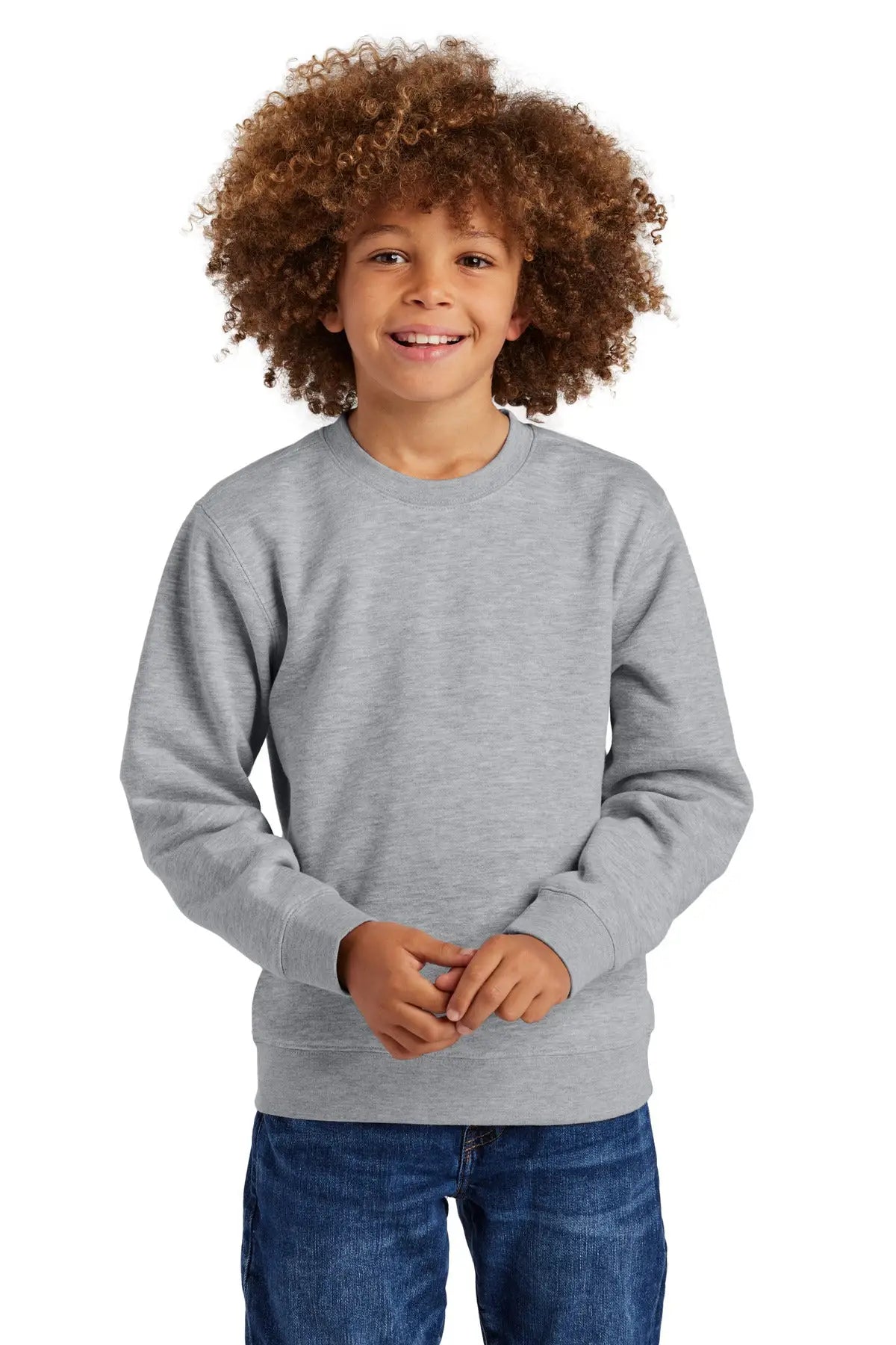 District Dt6104y Youth V.i.t. Fleece Crew - Light Heather Gray - Xs