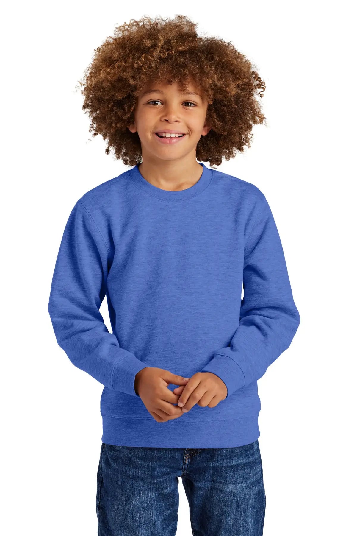 District Dt6104y Youth V.i.t. Fleece Crew - Royal Frost