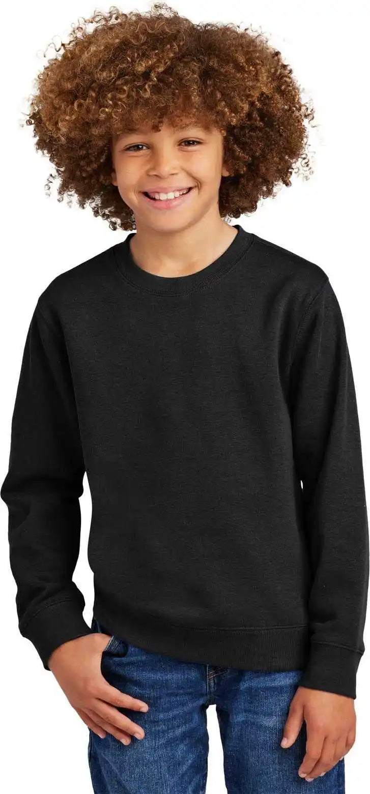 District Dt6104y Youth Vit Fleece Crew - Black