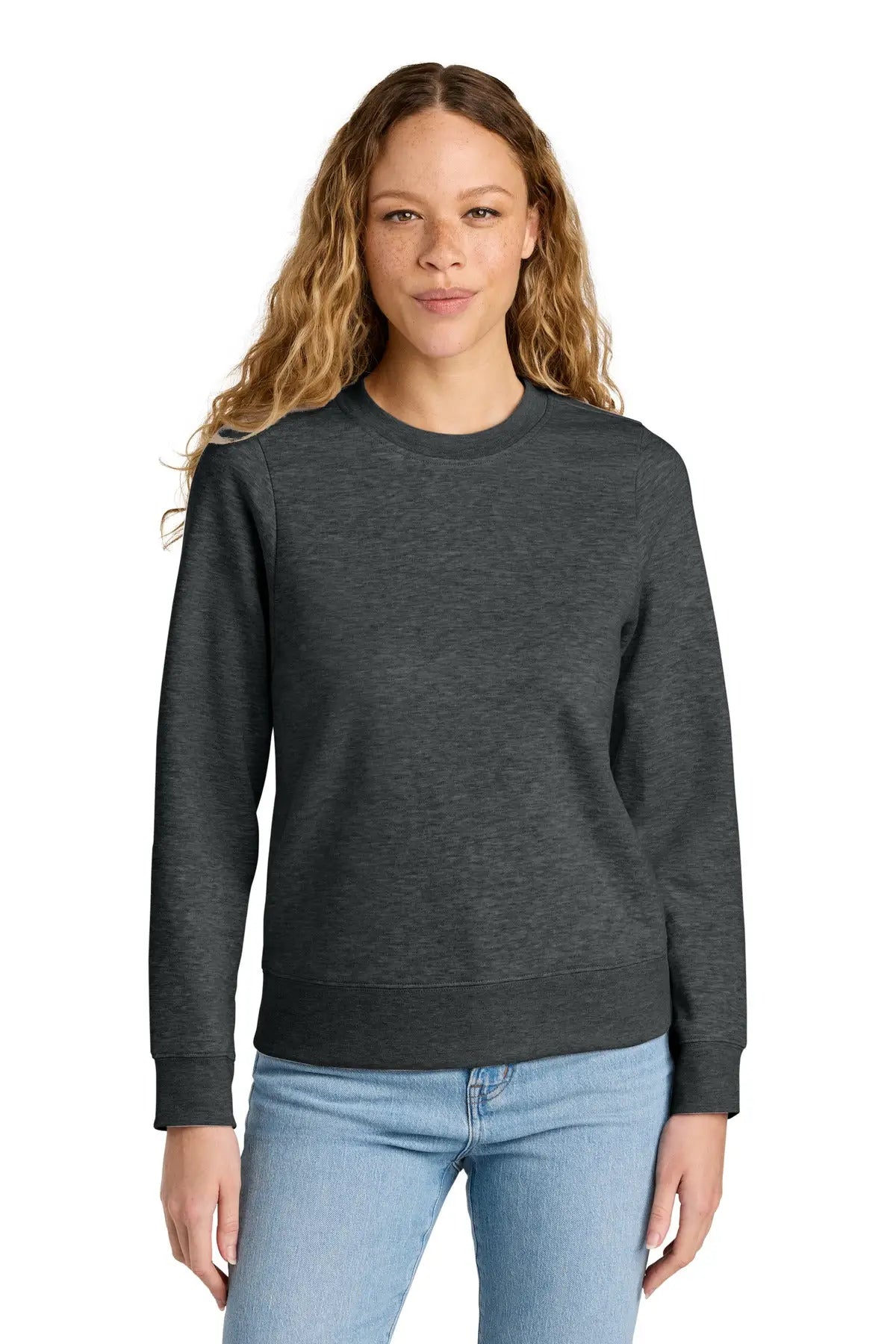 District Dt6105 Women’s V.i.t. Fleece Crew - Heathered Charcoal