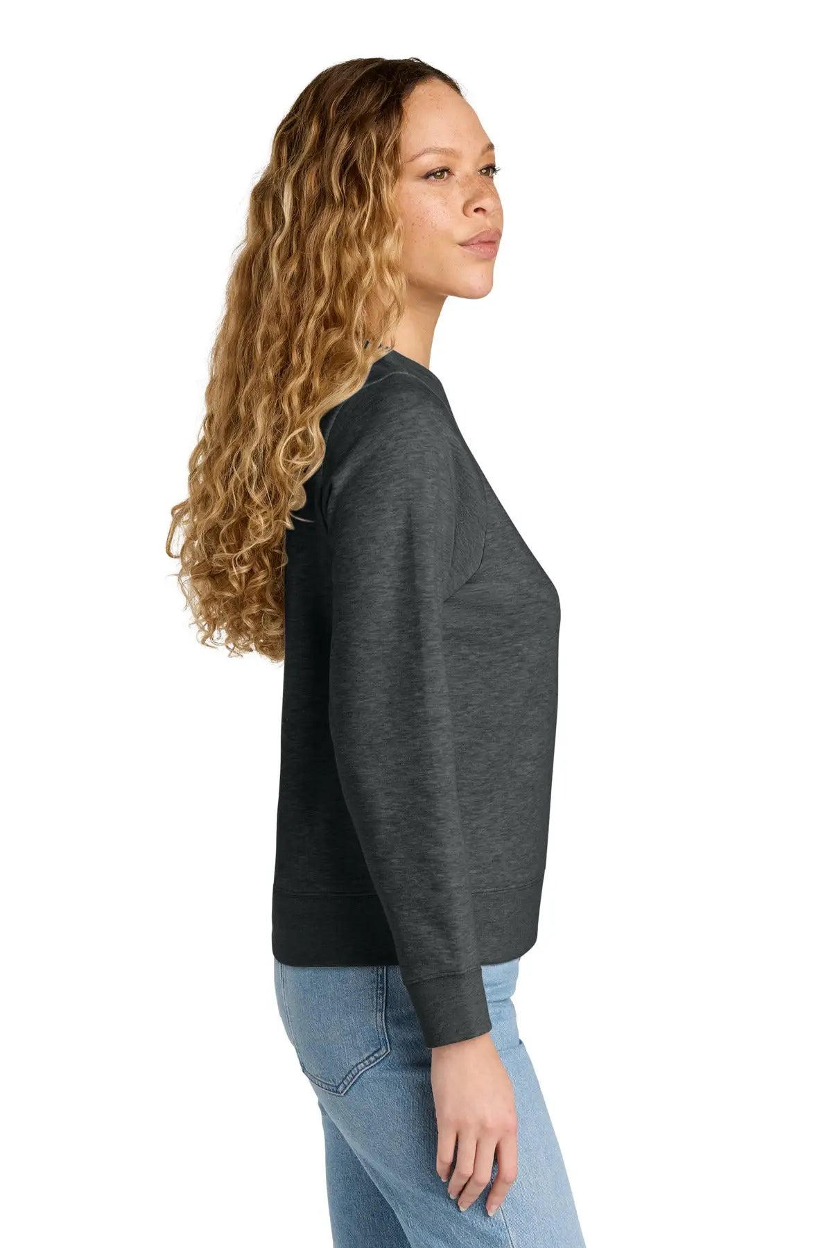 District Dt6105 Women’s V.i.t. Fleece Crew - Heathered Charcoal