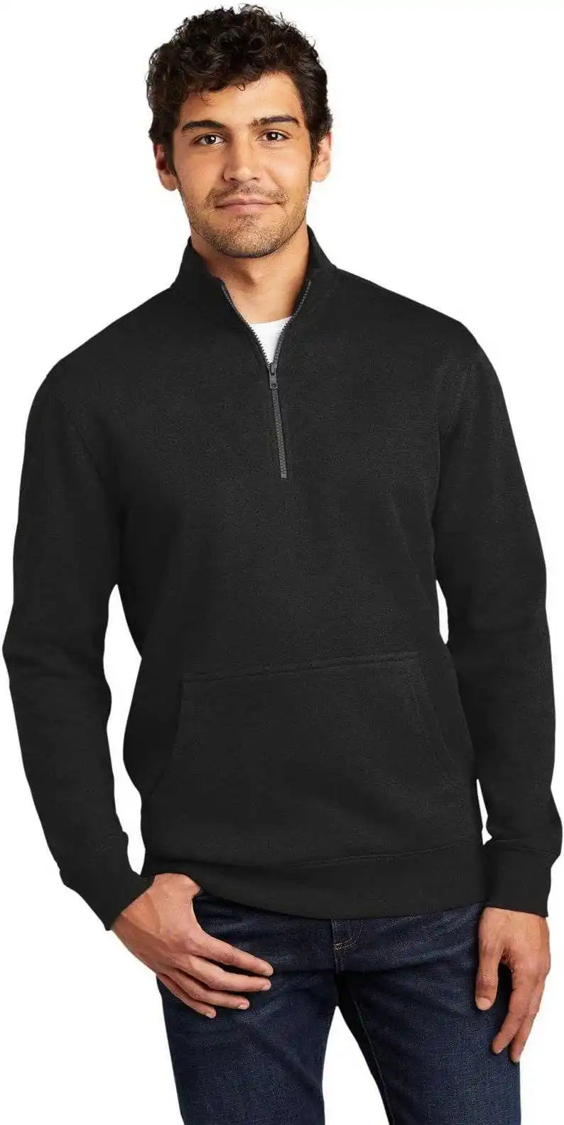 District Dt6106 V.i.t.fleece 1/4 Zip Black